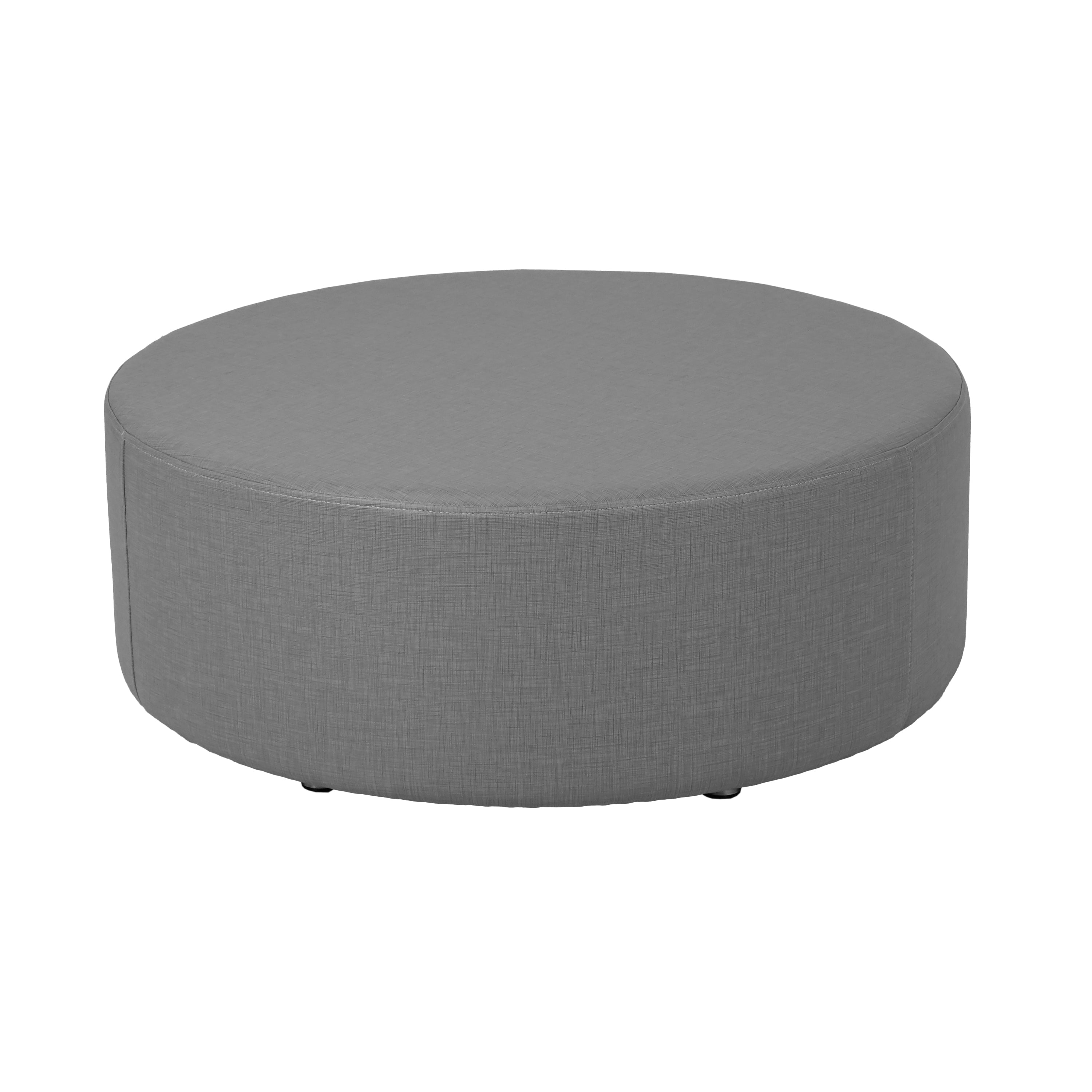 Pro Series Upholstered 30" Round Ottoman 12" Height - Slate Gray Crosshatch