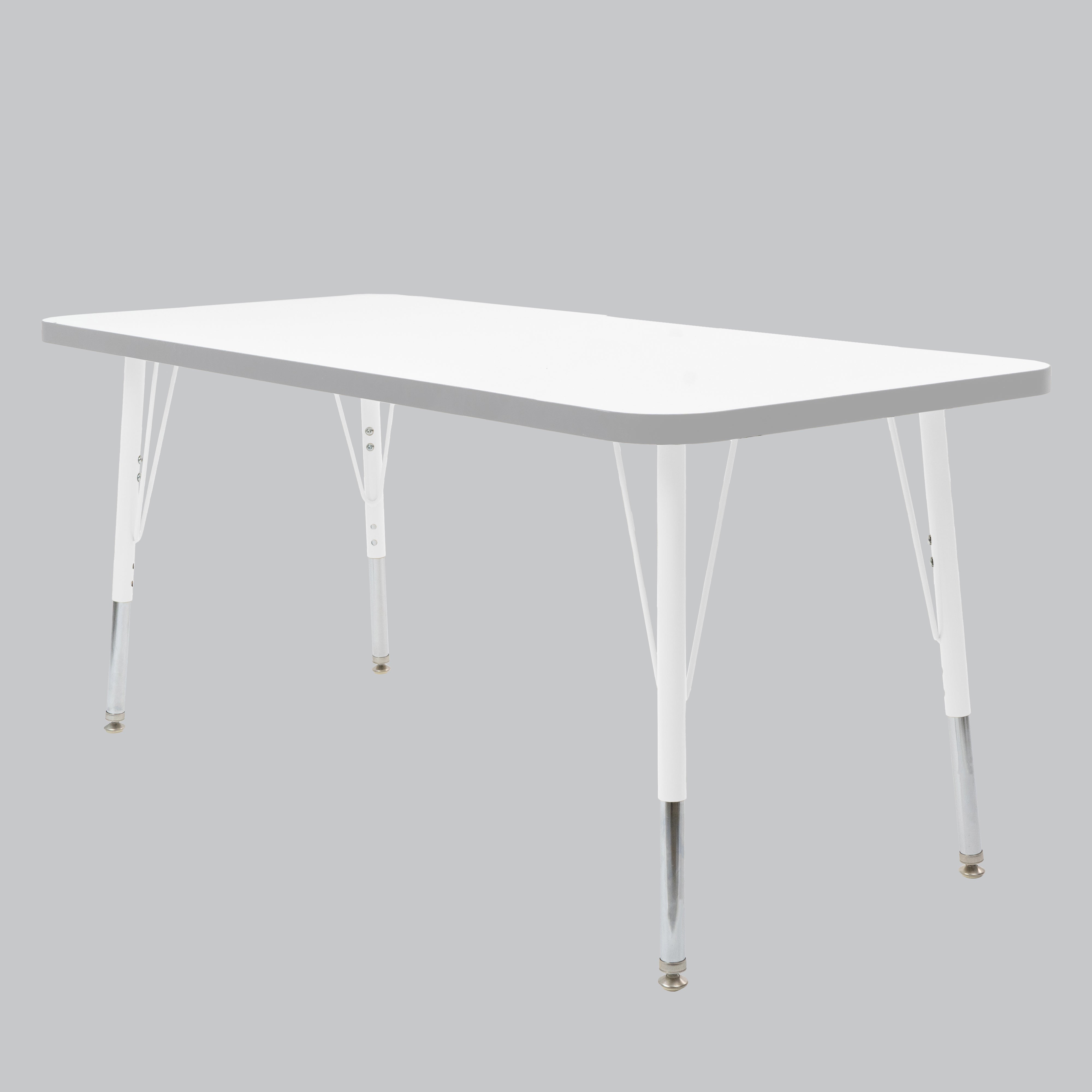24" x 60" Rectangle Thermofused Activity Table with Adjustable Standard Swivel Glide Legs - White/North Sea/White