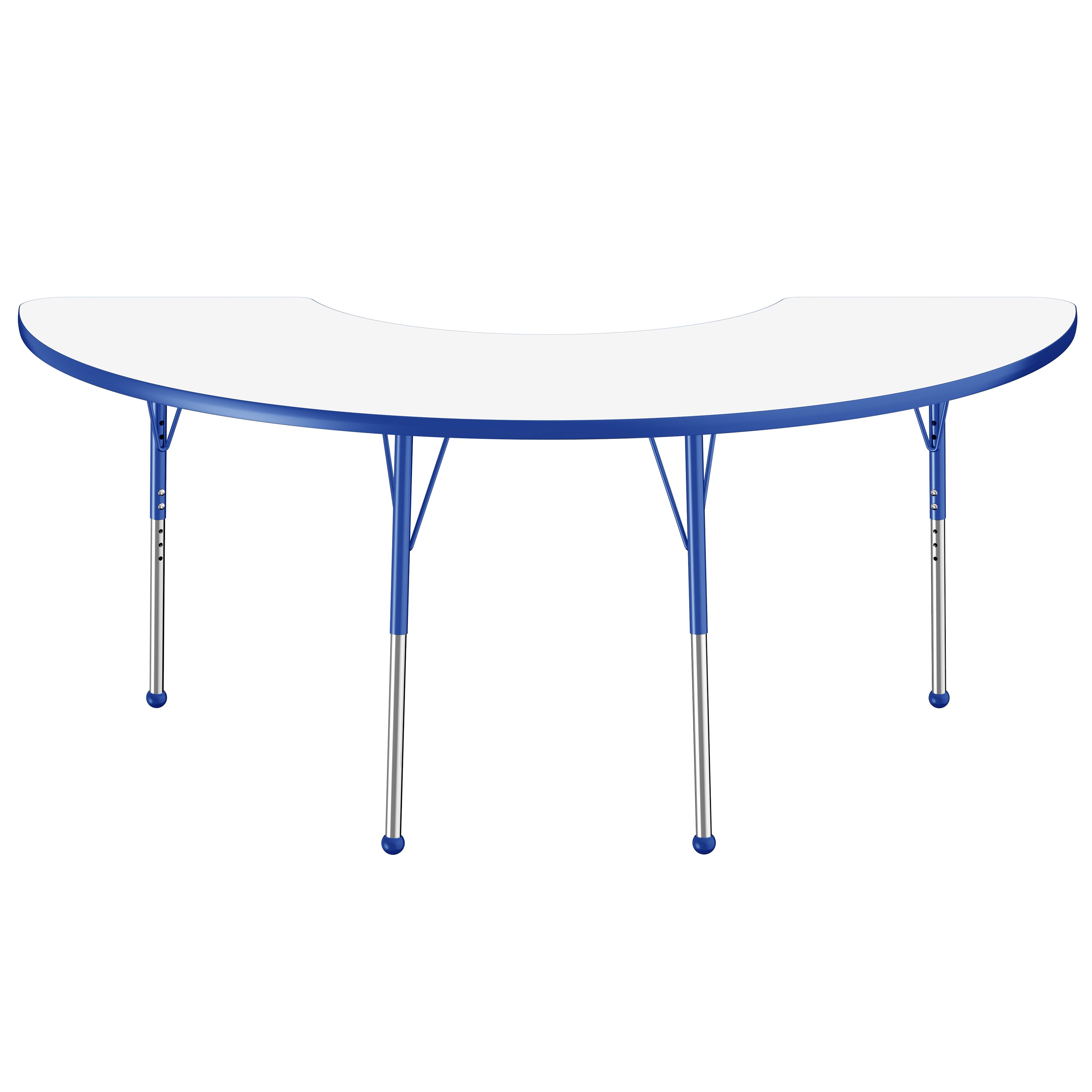 36" x 72" Half Moon Dry-Erase Activity Table with Adjustable Standard Ball Glide Legs - Whiteboard/Blue