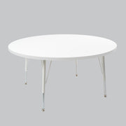 48" Round Thermofused Activity Table with Adjustable Standard Swivel Glide Legs - White/Light Gray/White