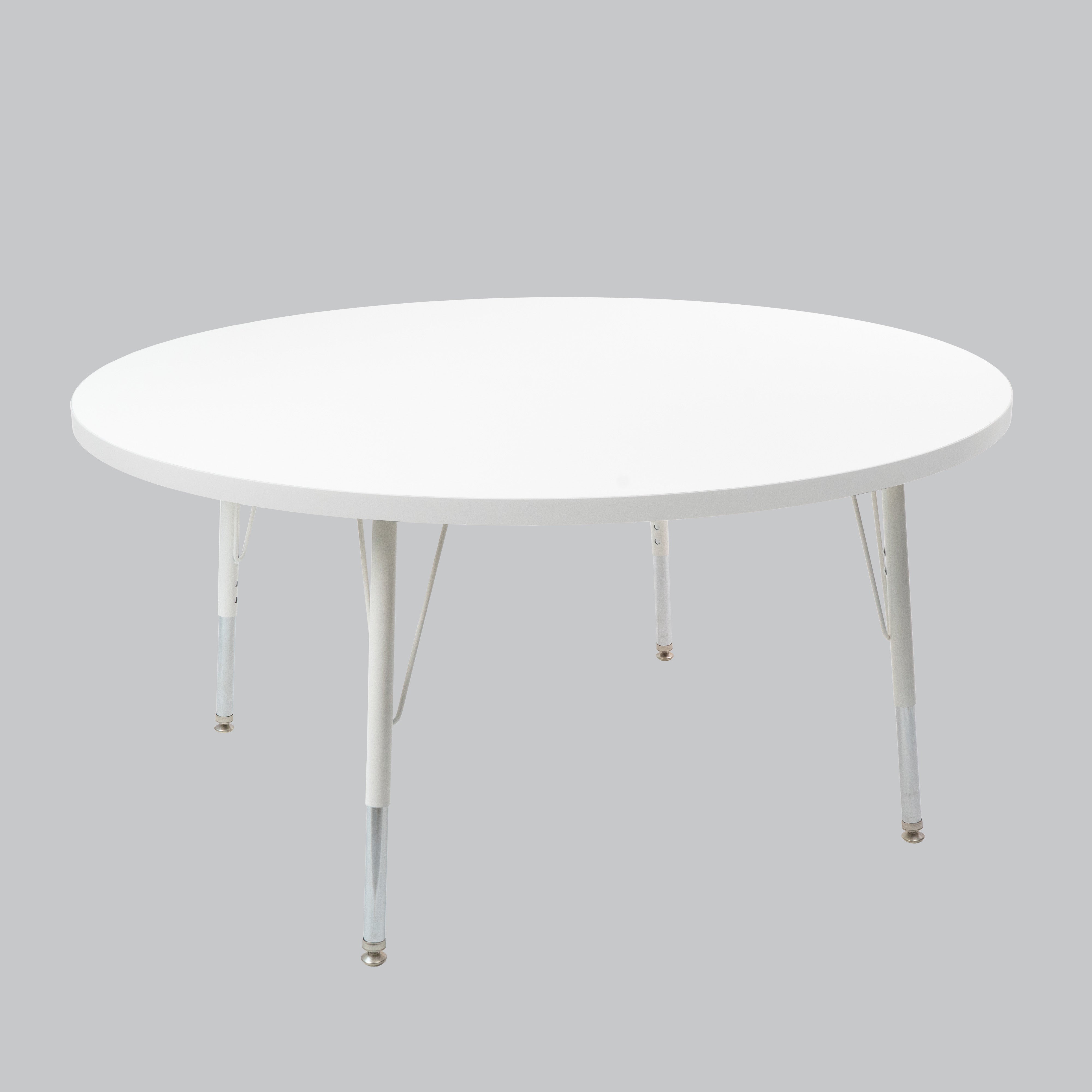 48" Round Thermofused Activity Table with Adjustable Standard Swivel Glide Legs - White/Light Gray/White