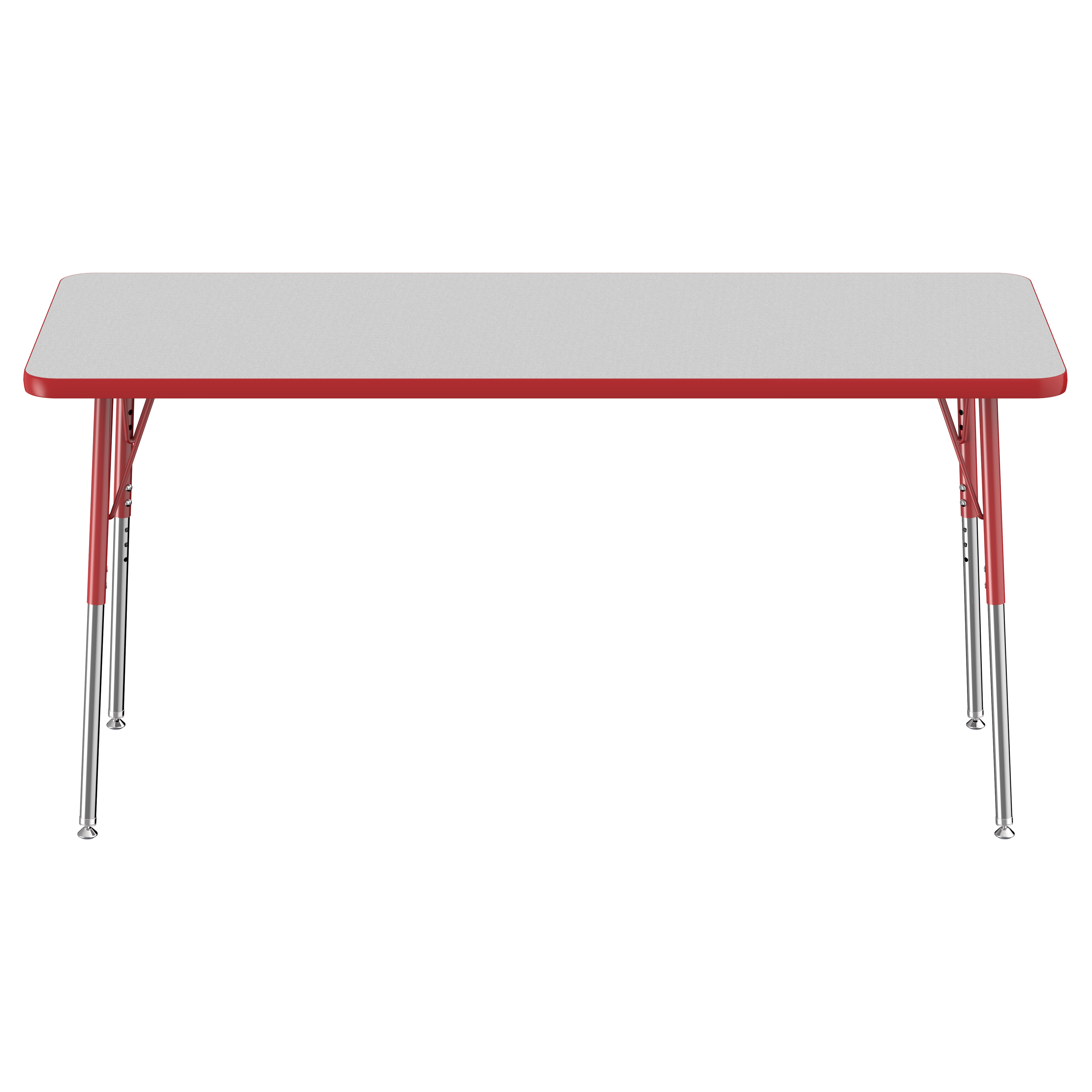24" x 60" Rectangle T-Molding Activity Table with Adjustable Standard Swivel Glide Legs - Gray/Red