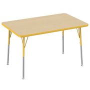 30" x 48" Rectangle T-Molding Activity Table with Adjustable Standard Swivel Glide Legs - Maple/Yellow