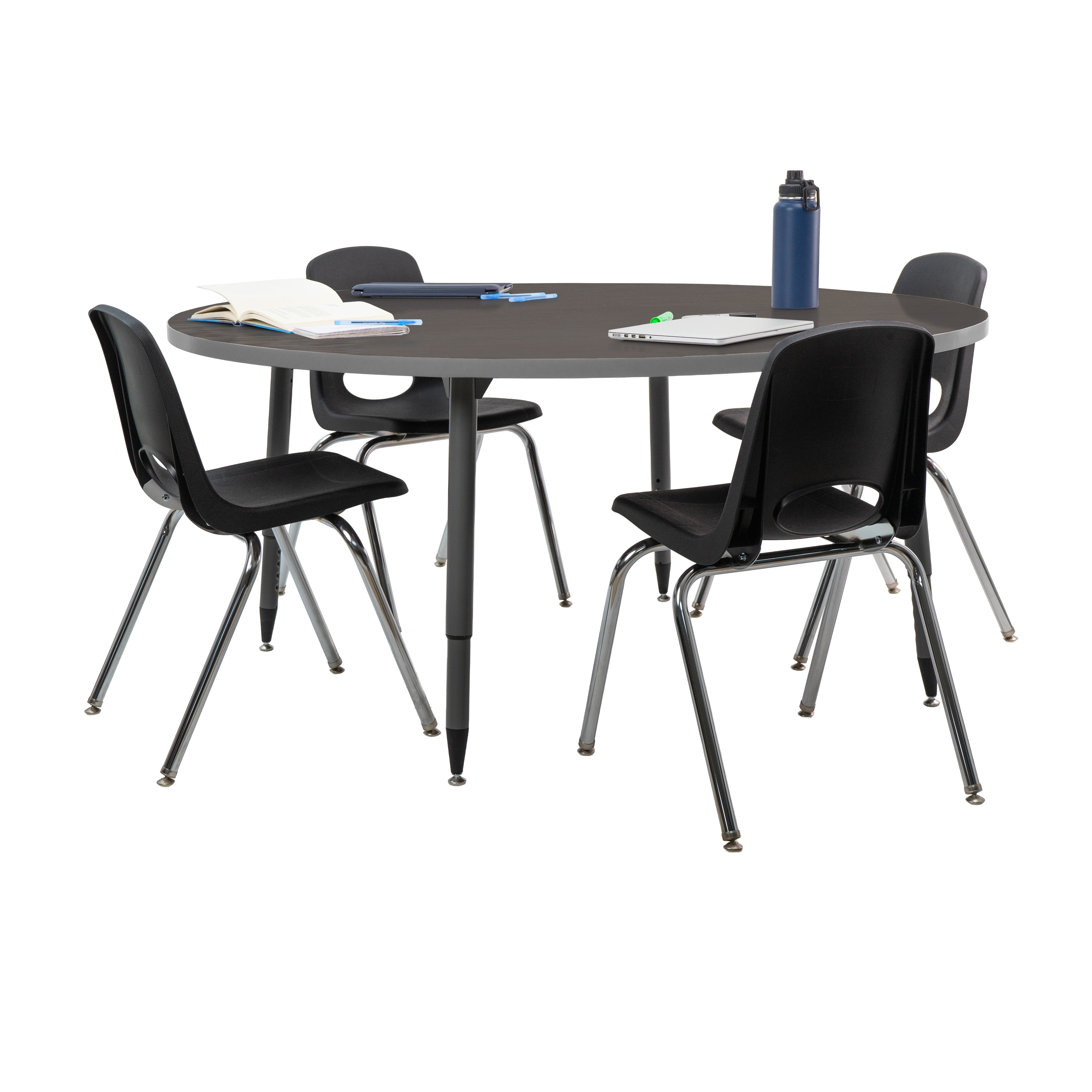 Adapte 60" Round Thermofused Activity Table with Adjustable Tapered Legs - Cosmic Strandz/North Sea