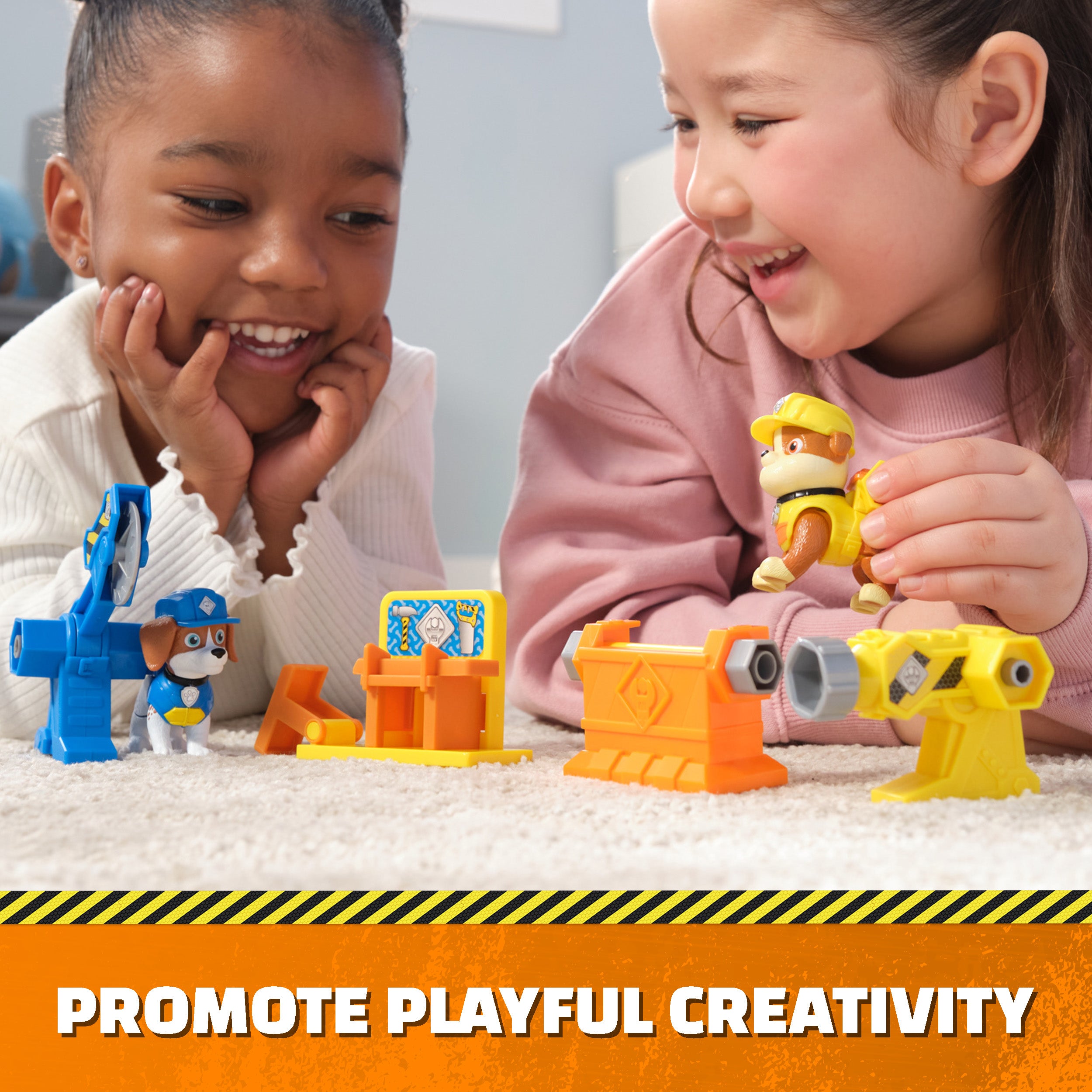 Rubble & Crew, Power Tool Pups, Rubble & Wheeler Toy Figures with 2 Construction Tools & 2 Building Accessories, Kids Toys for Boys & Girls Ages 3+
