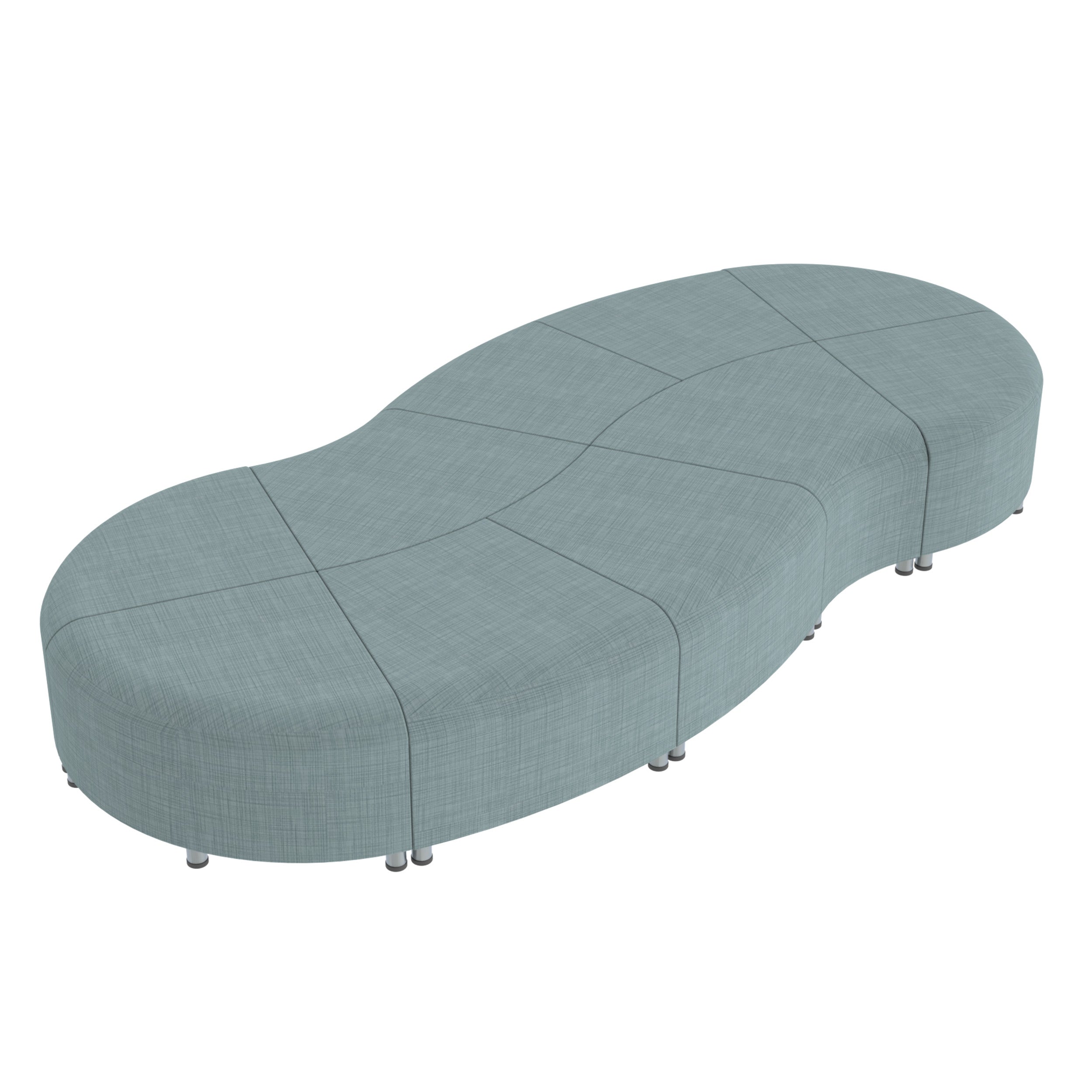 Pro Series Connect Curved Wave Backless Seating, 10-Piece Set - Sky Blue Crosshatch