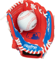 Rawlings Players Series Youth 9-Inch Baseball Glove W/Ball - Right Hand Thrower - Scarlet/Royal