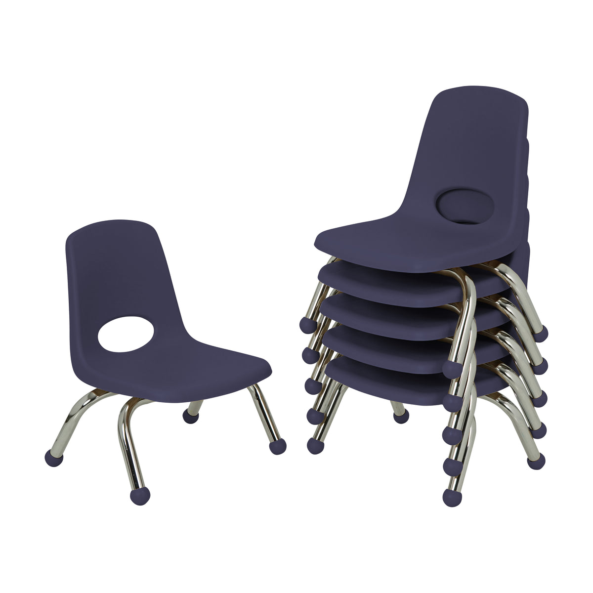 8" Stack Chair with Ball Glides, 6-Pack - Navy