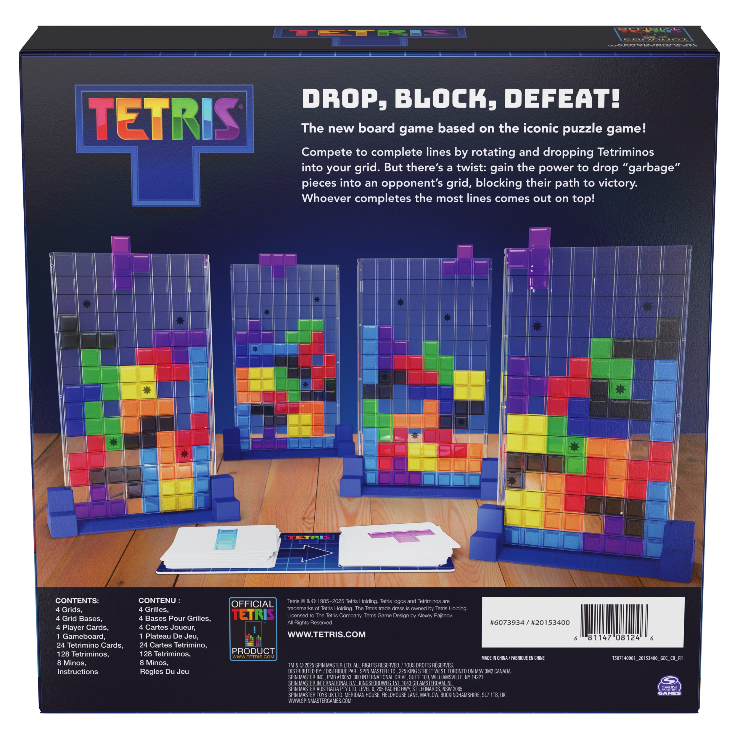 Spin Master Games, Tetris: The Board Game, Play the Classic Puzzle Game Tetris in Real Life, Multiplayer Head-to-Head Puzzle Challenge for Kids, Adults & Family, 2-4 Players, for Ages 8 & Up