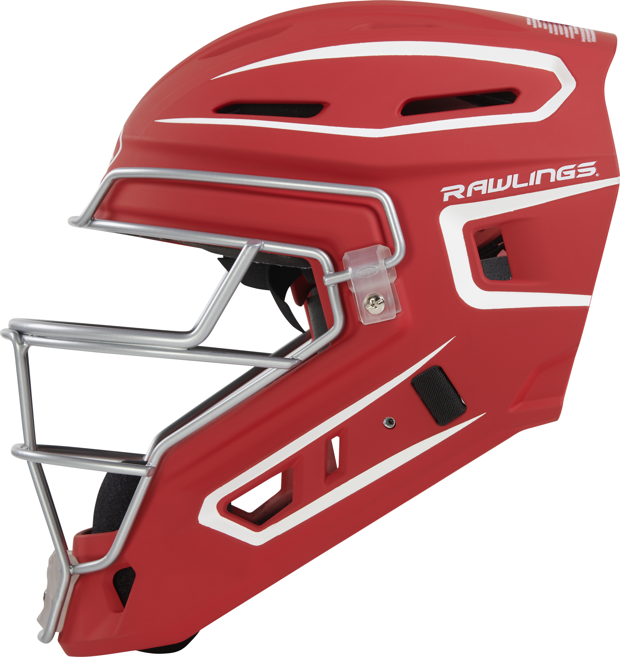 Rawlings Velo 2.0 Matte Junior Catchers Helmet - Scarlet/White