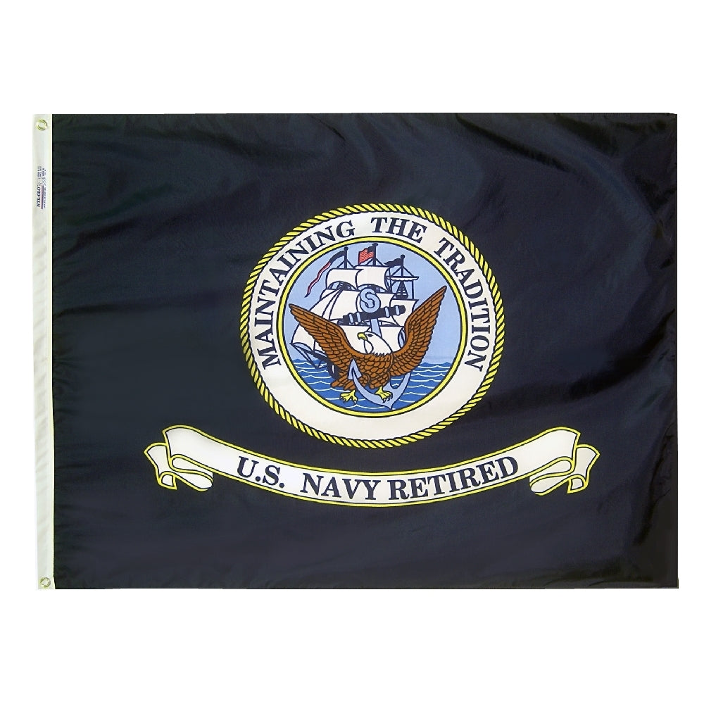 US Navy Retired Flag 3x4 ft. Nylon SolarGuard Nyl-Glo 100% Made in USA