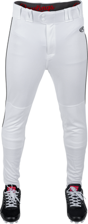 Rawlings Adult Launch Piped Pro Taper Fit Pant  - Small - White/Black