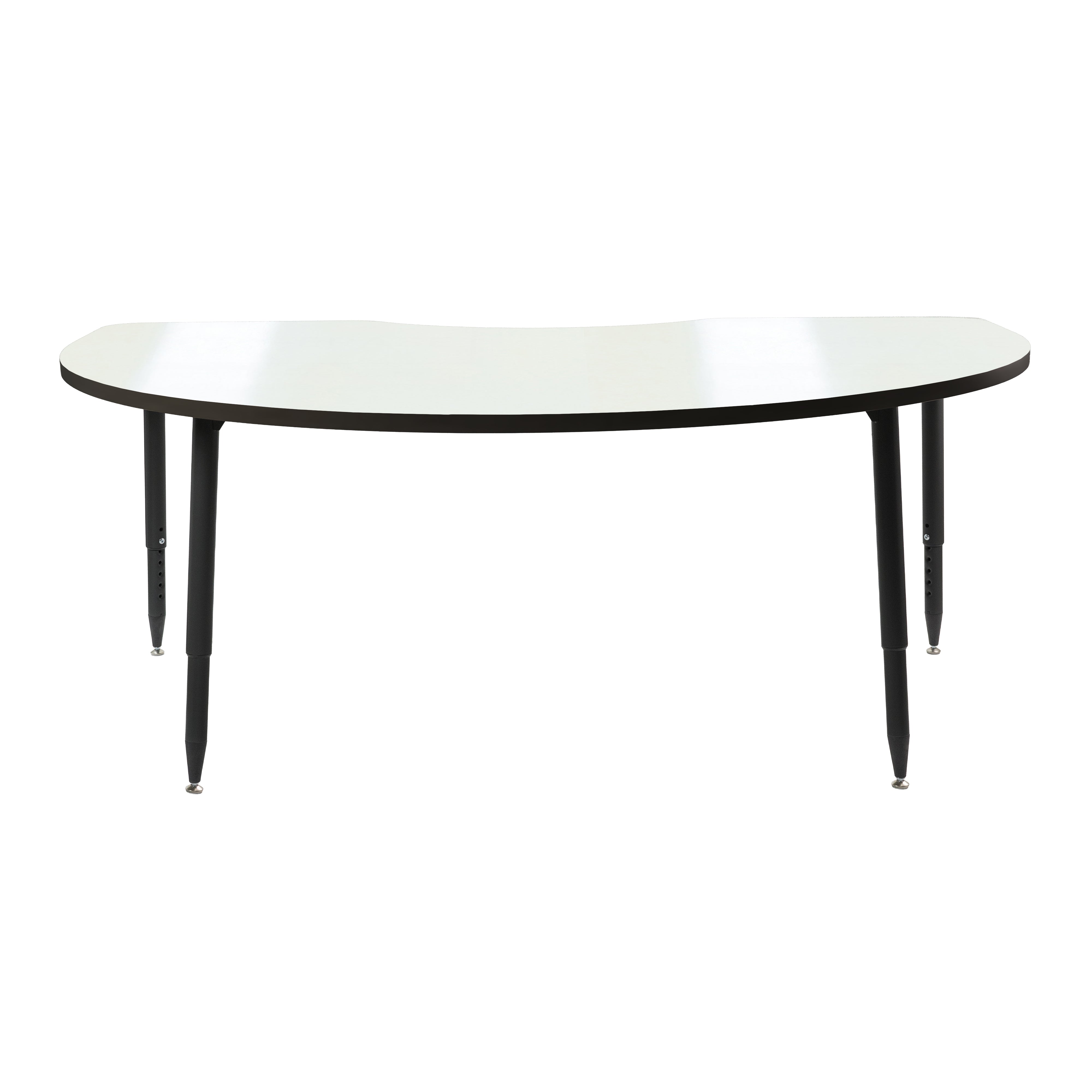 Adapte 48" x 72" Kidney Dry-Erase Activity Table with Adjustable Tapered Legs - Whiteboard/Black