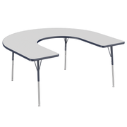 60" x 66" Horseshoe T-Molding Activity Table with Adjustable Standard Swivel Glide Legs - Gray/Navy