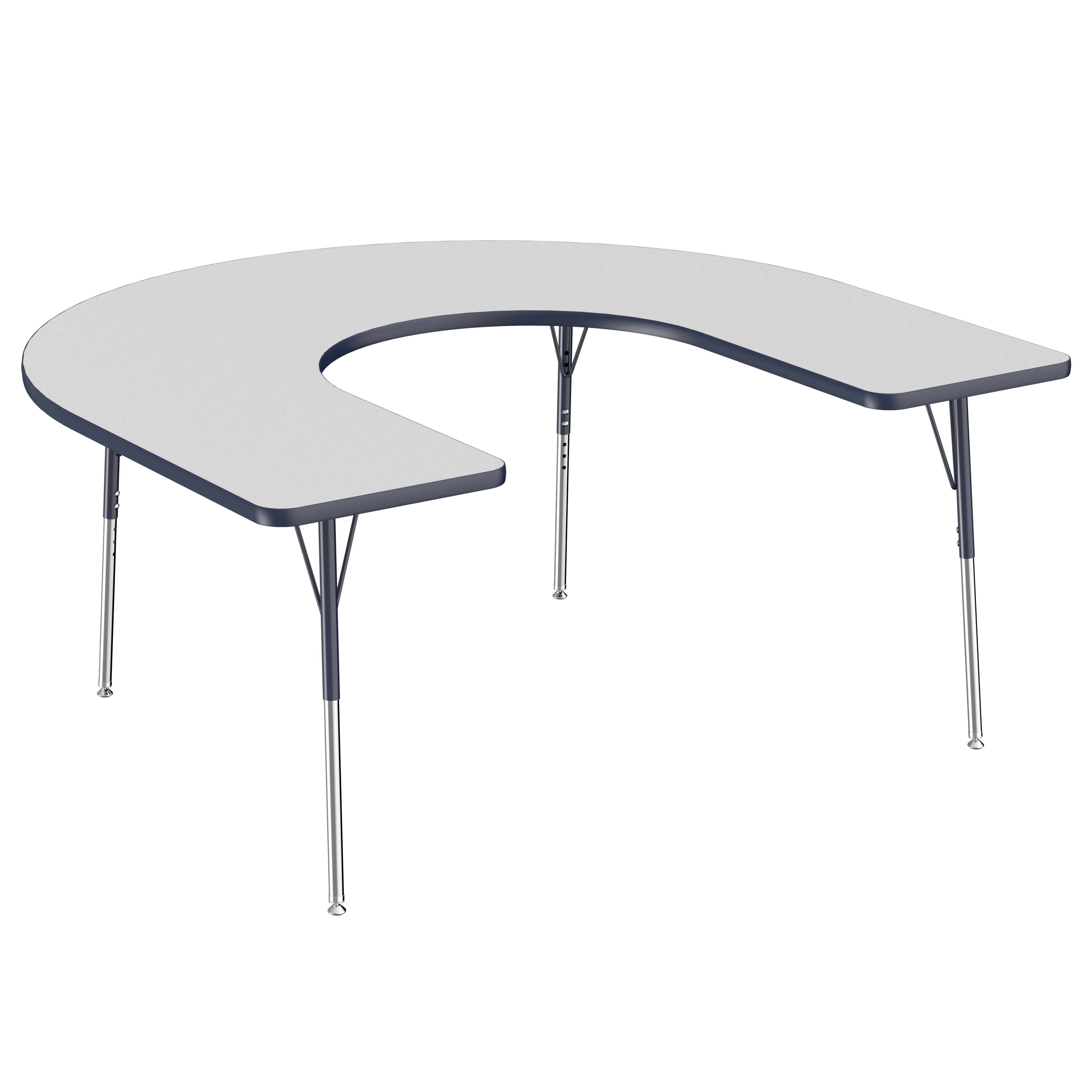60" x 66" Horseshoe T-Molding Activity Table with Adjustable Standard Swivel Glide Legs - Gray/Navy
