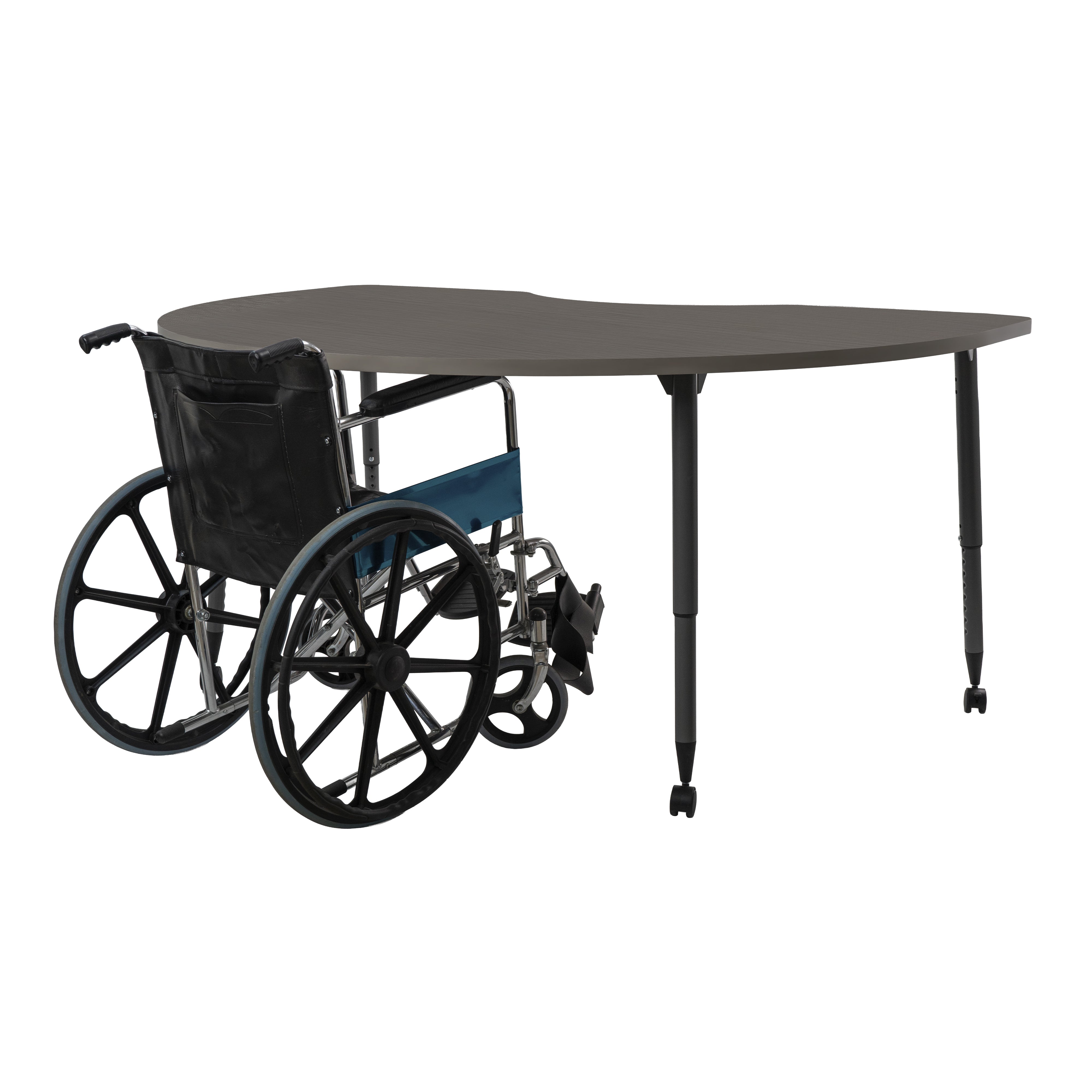 Adapte 48" x 72" Kidney Thermofused Activity Table with Adjustable Tapered Legs - Cosmic Strandz/North Sea