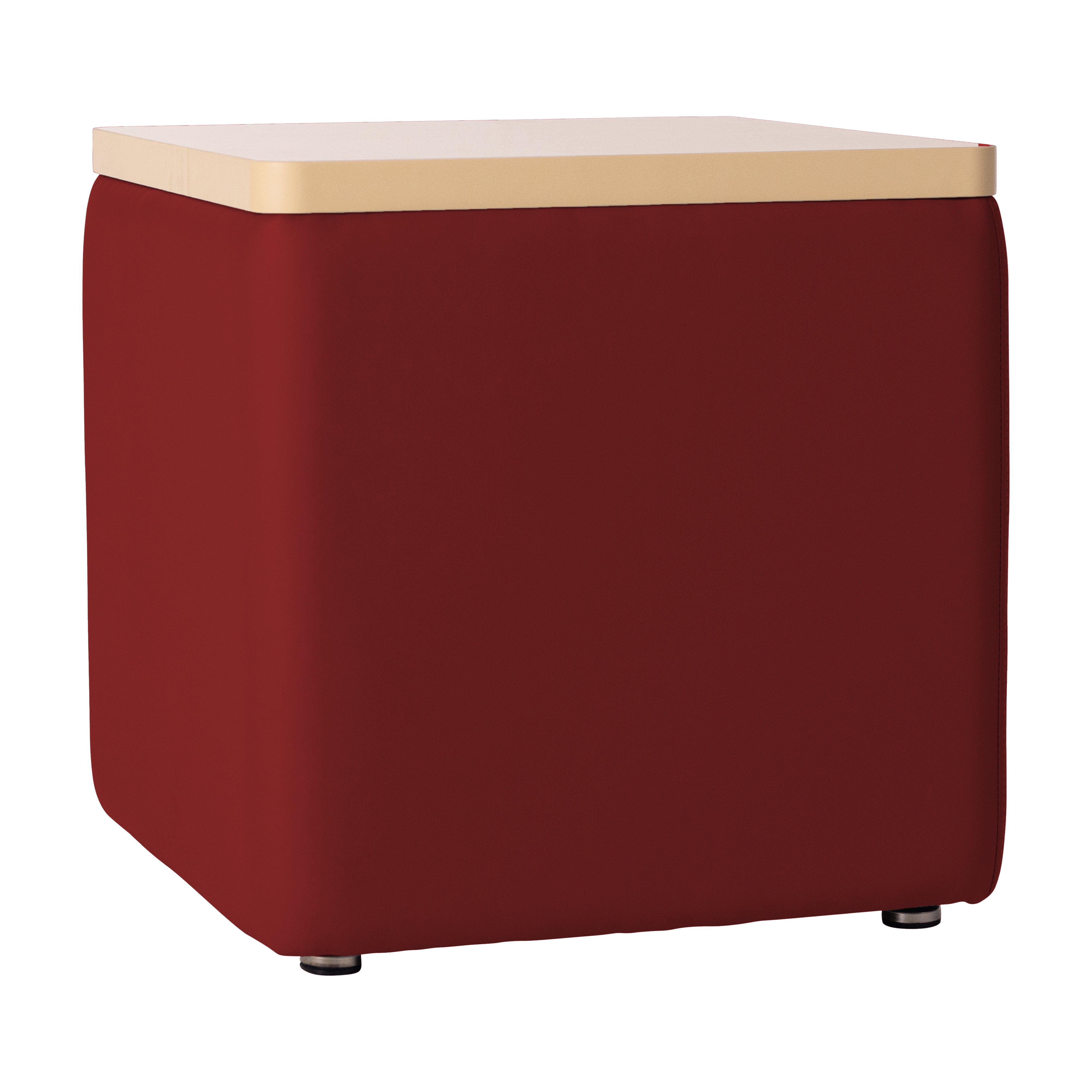 Pro Series Upholstered 18" x 18" Square Ottoman Table 18" Height - Crimson/Maple