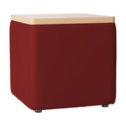 Pro Series Upholstered 18" x 18" Square Ottoman Table 18" Height - Crimson/Maple