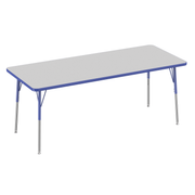 30" x 72" Rectangle T-Molding Activity Table with Adjustable Standard Swivel Glide Legs - Gray/Blue