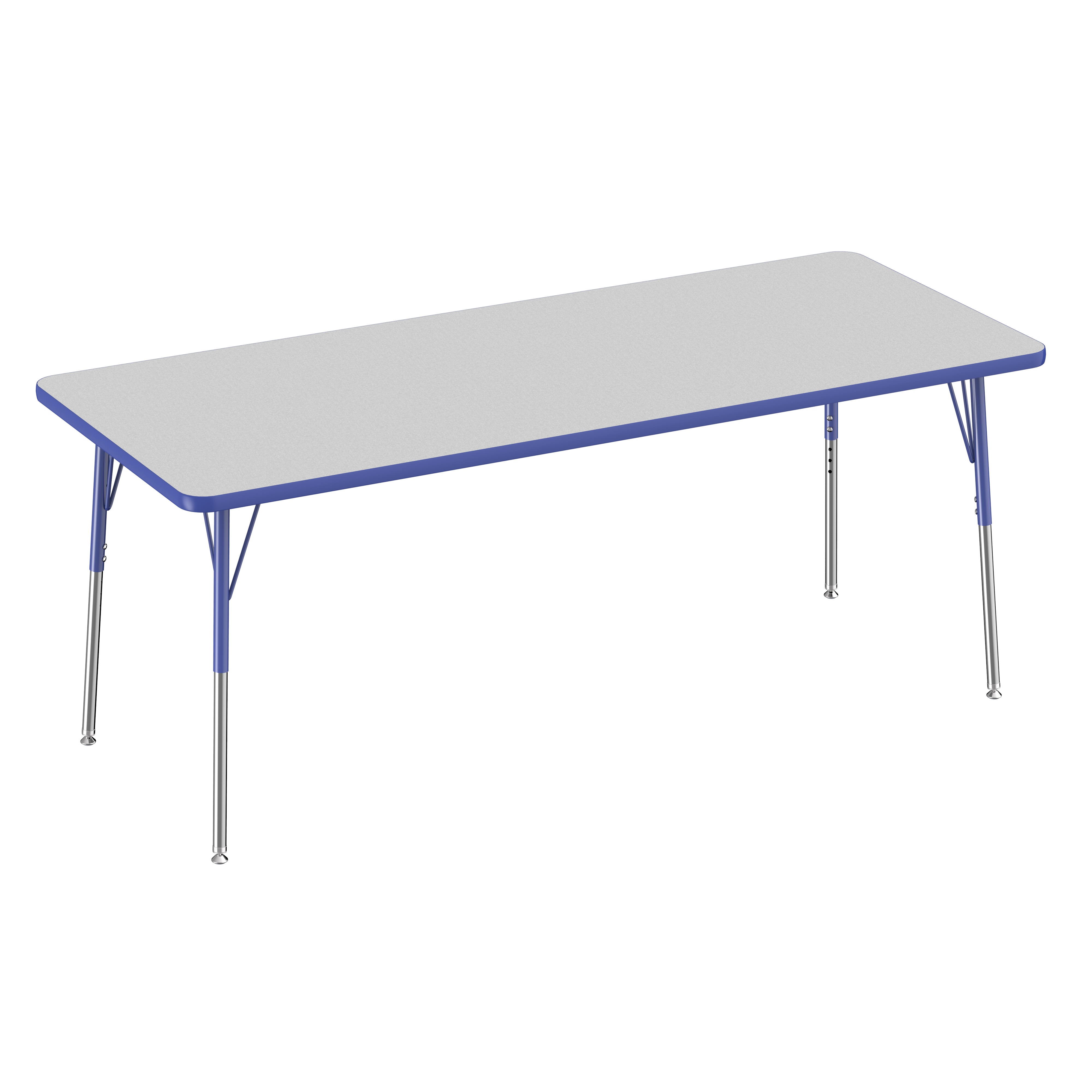 30" x 72" Rectangle T-Molding Activity Table with Adjustable Standard Swivel Glide Legs - Gray/Blue