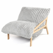 Pillow Saxx Dream Lounger with Wood Frame - 3-in-1 Bean Bag Accent Chair, Recliner & Sleeper Mondo Fur Grey