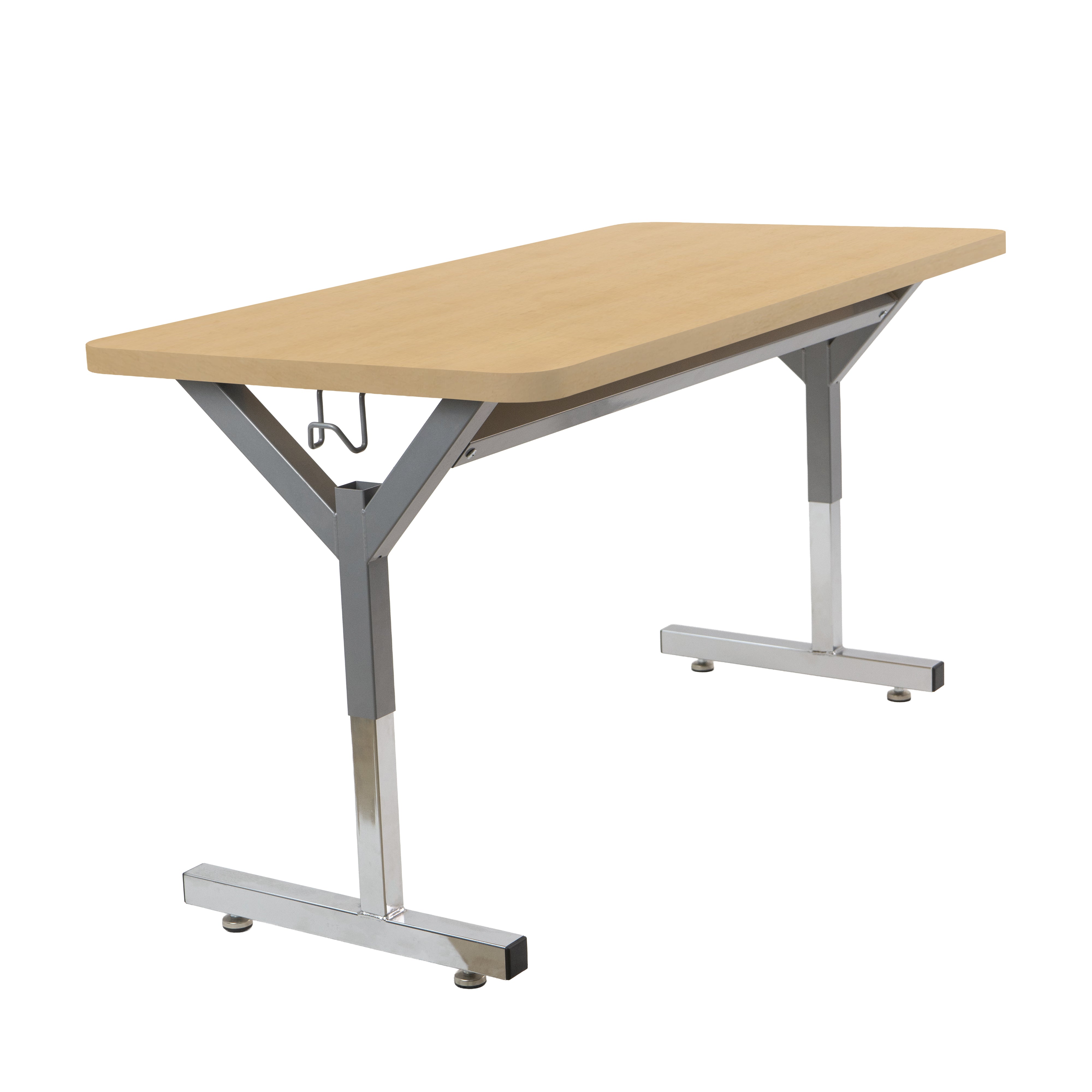 20" x 48" Rectangle Thermofused Table Desk with Adjustable Y-Frame - Maple Grain/Silver