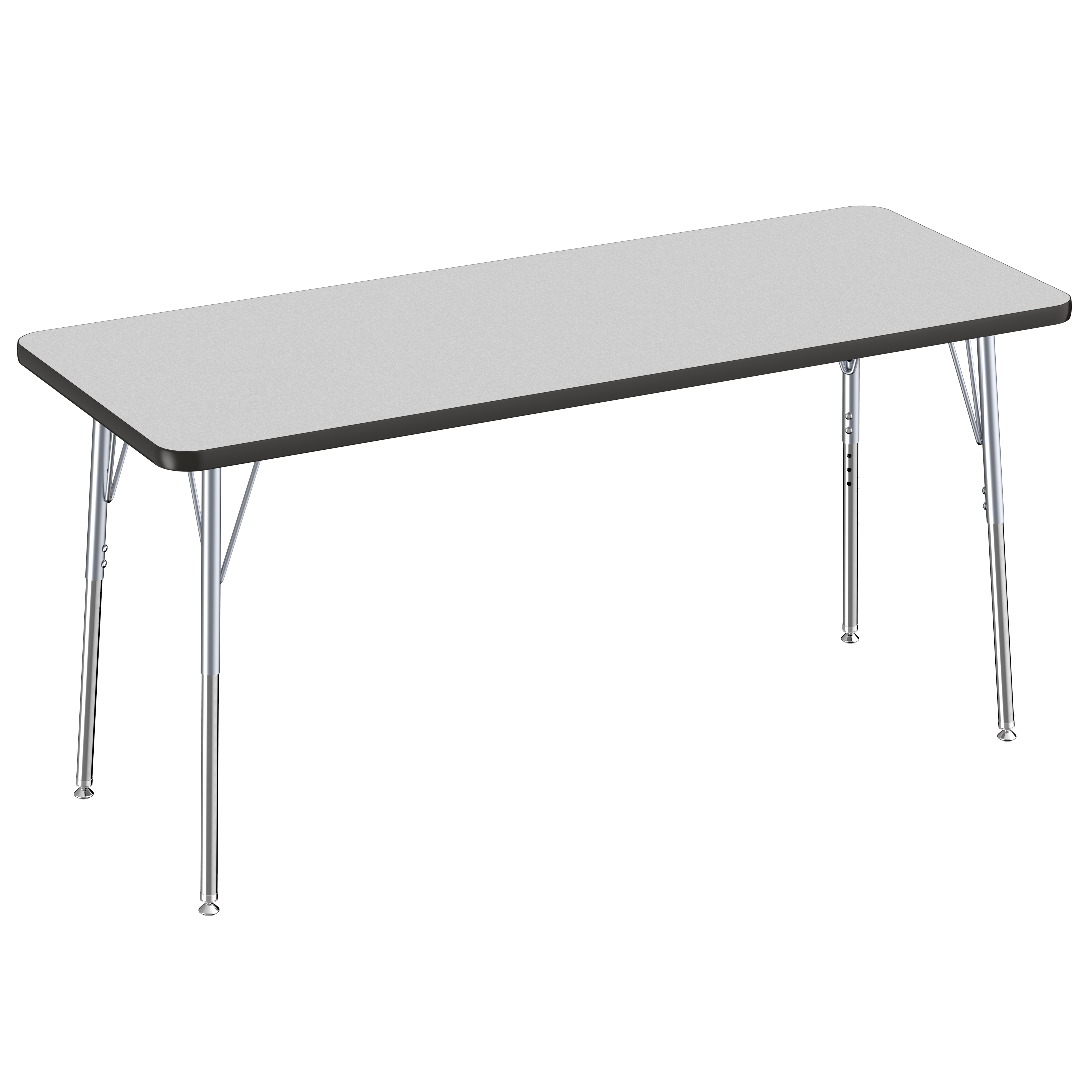 24" x 60" Rectangle T-Molding Activity Table with Adjustable Standard Swivel Glide Legs - Gray/Black/Silver