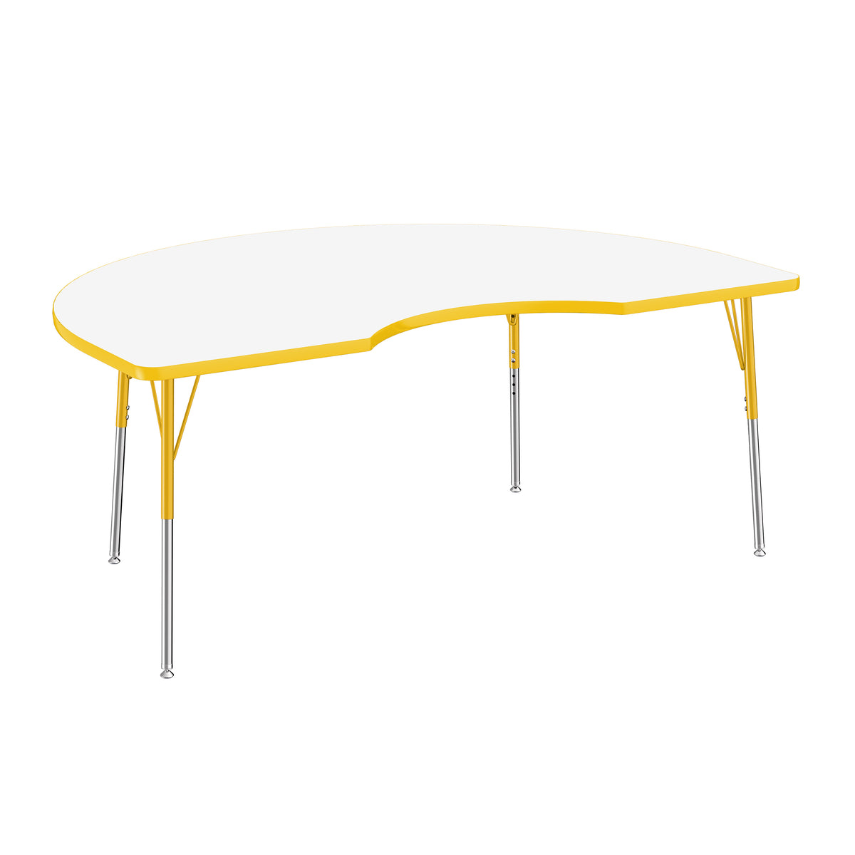 48" x 72" Kidney Dry-Erase Activity Table with Adjustable Standard Swivel Glide Legs - Whiteboard/Yellow
