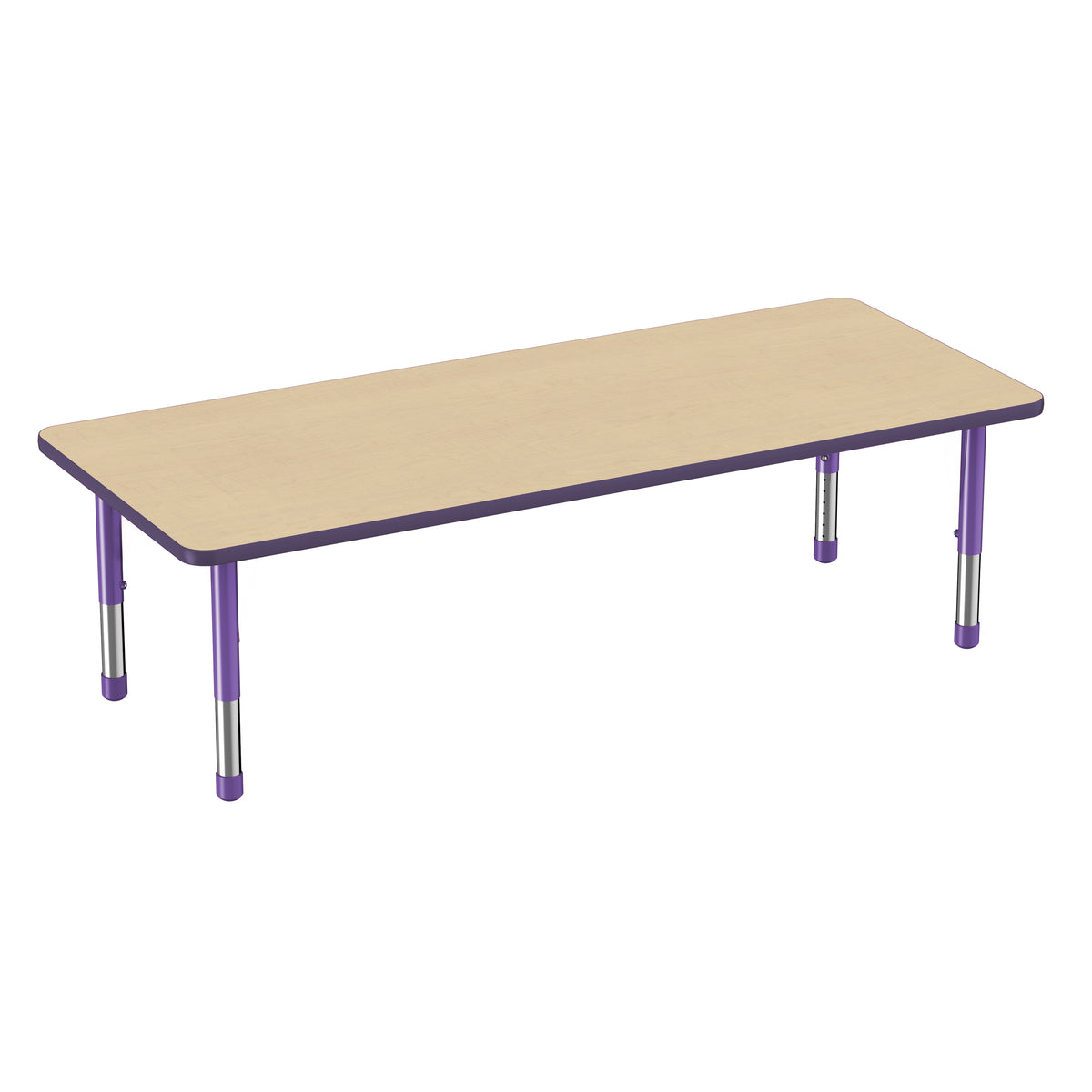 30" x 72" Rectangle T-Molding Activity Table with Adjustable Chunky Legs - Maple/Purple