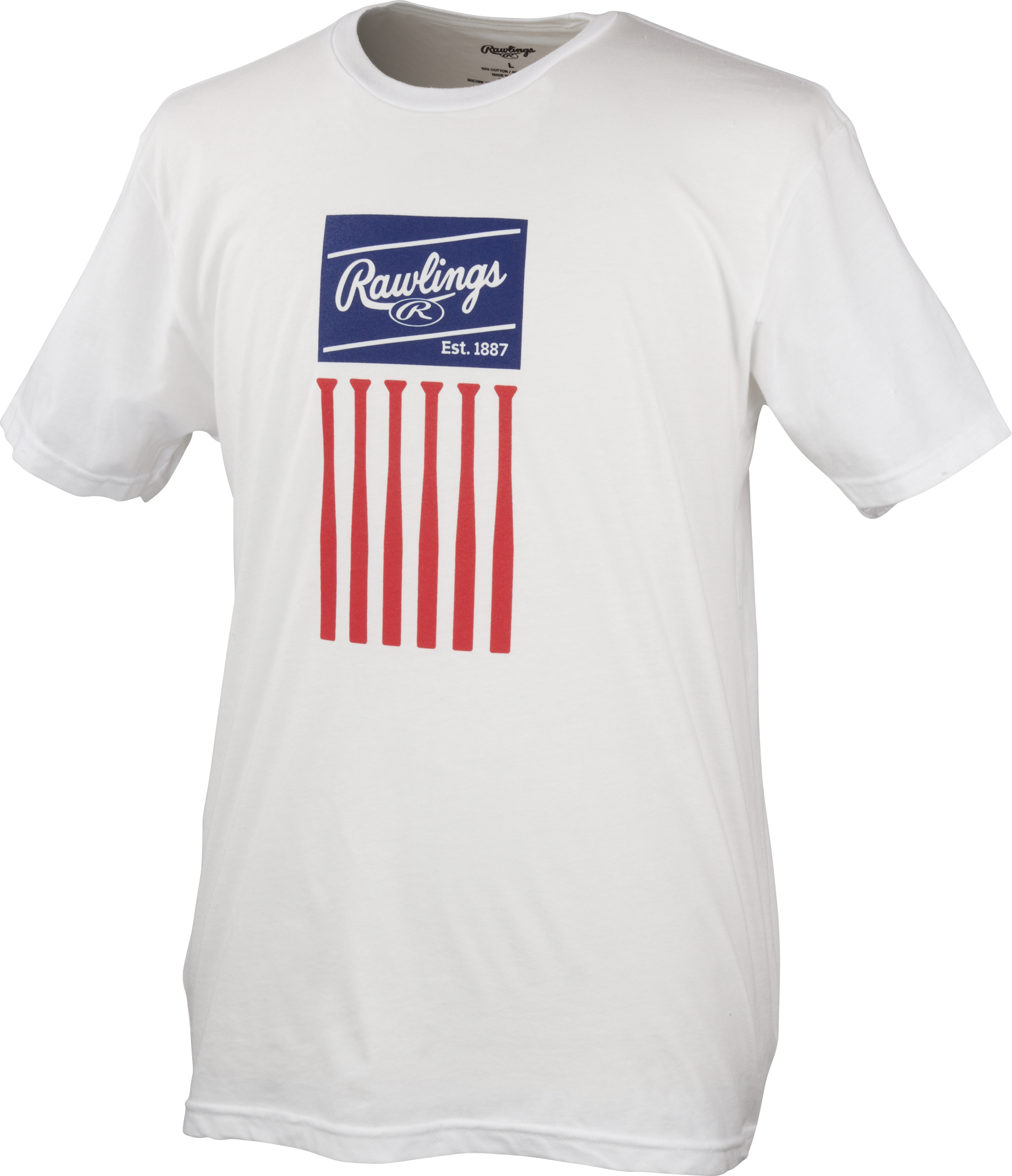 Rawlings Adult Bat Flag T-Shirt - Small - White