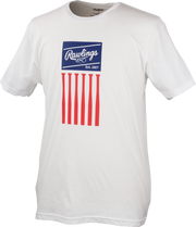 Rawlings Adult Bat Flag T-Shirt - Small - White