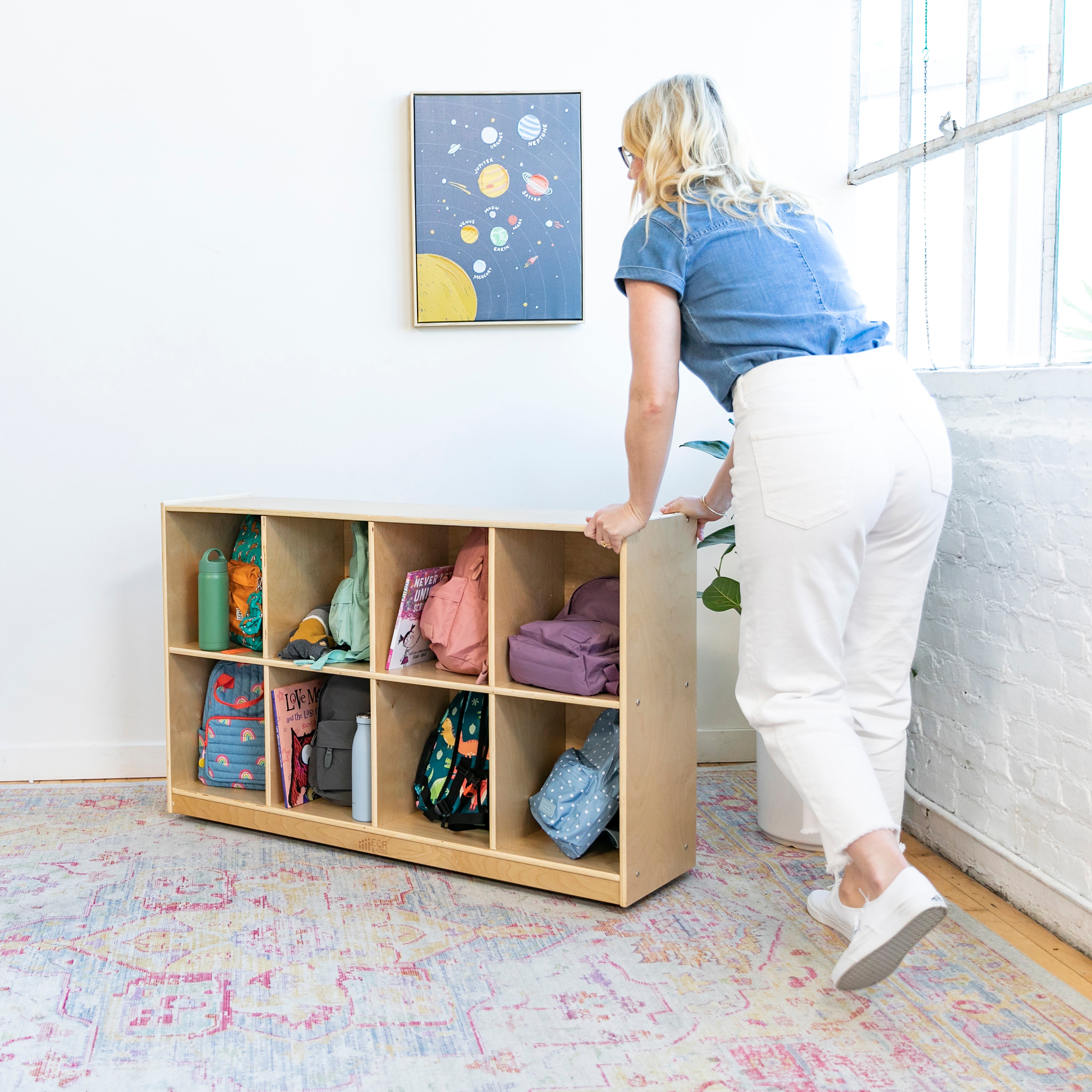 8-Compartment Backpack Storage Unit - Natural