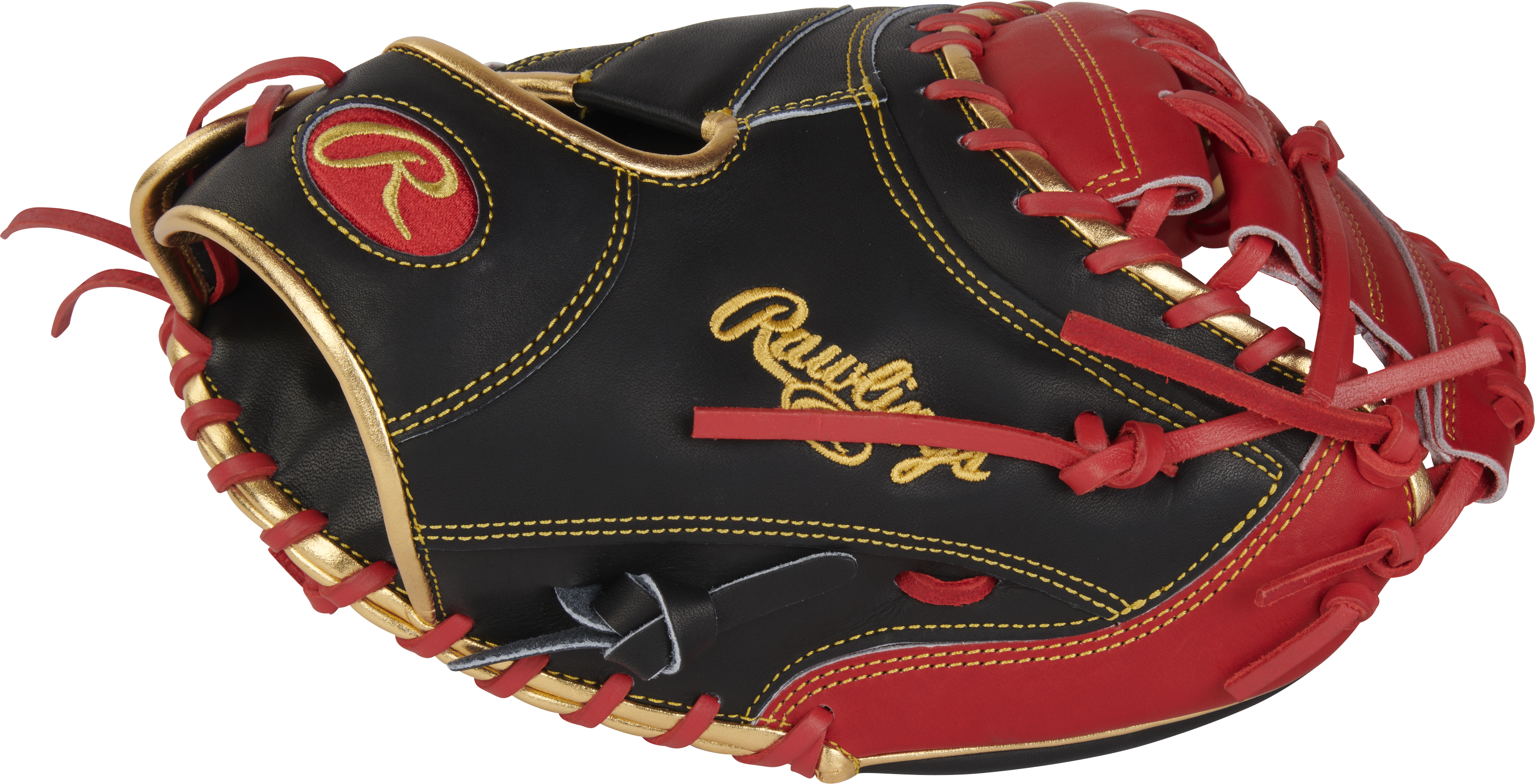 Rawlings Heart Of The Hide With Contour Technology Catchers Mitt 32.5-Inch Baseball Glove - Right Hand Thrower - Scarlet/Black
