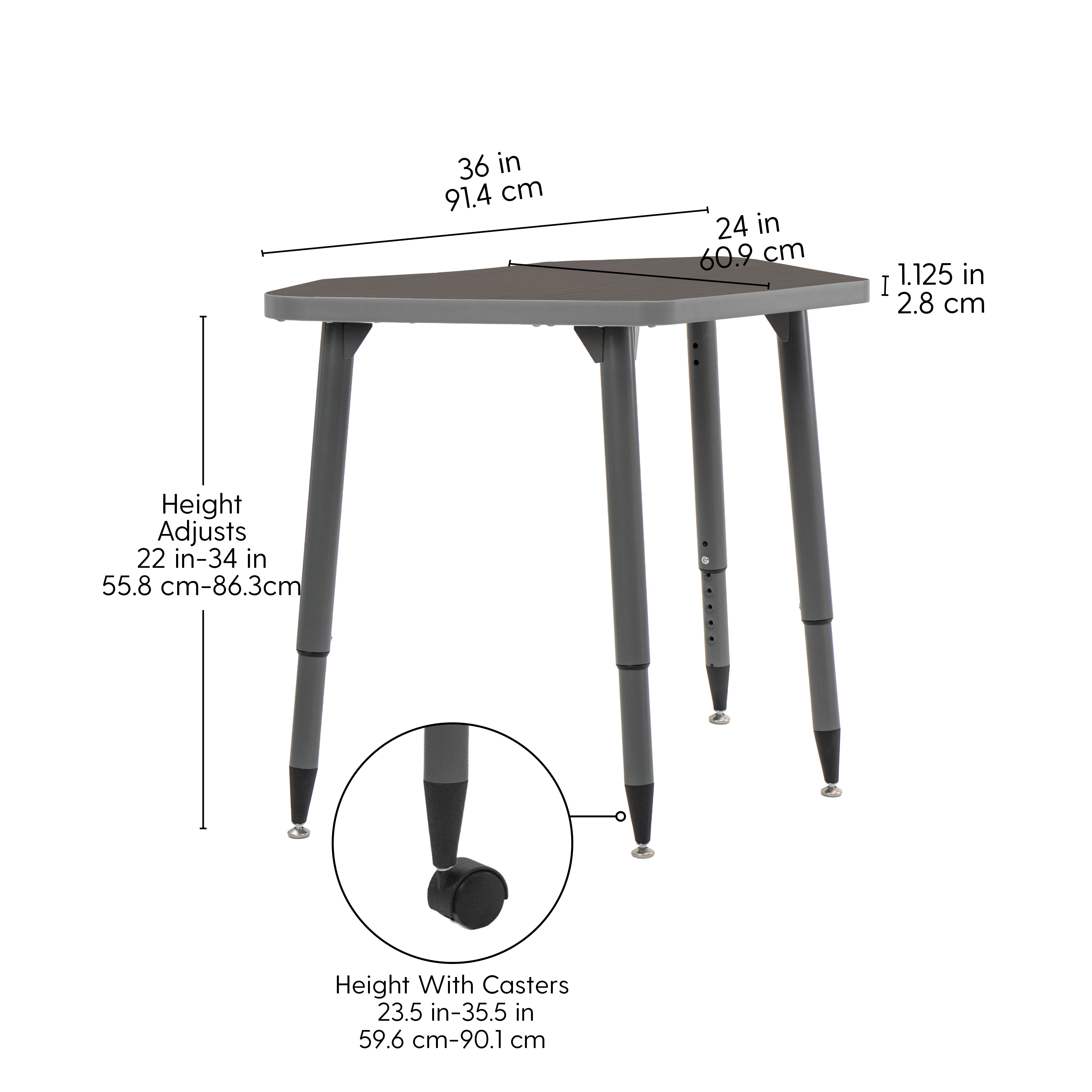 Adapte 24" x 36" Petal Thermofused Activity Table with Adjustable Tapered Legs - Cosmic Strandz/North Sea