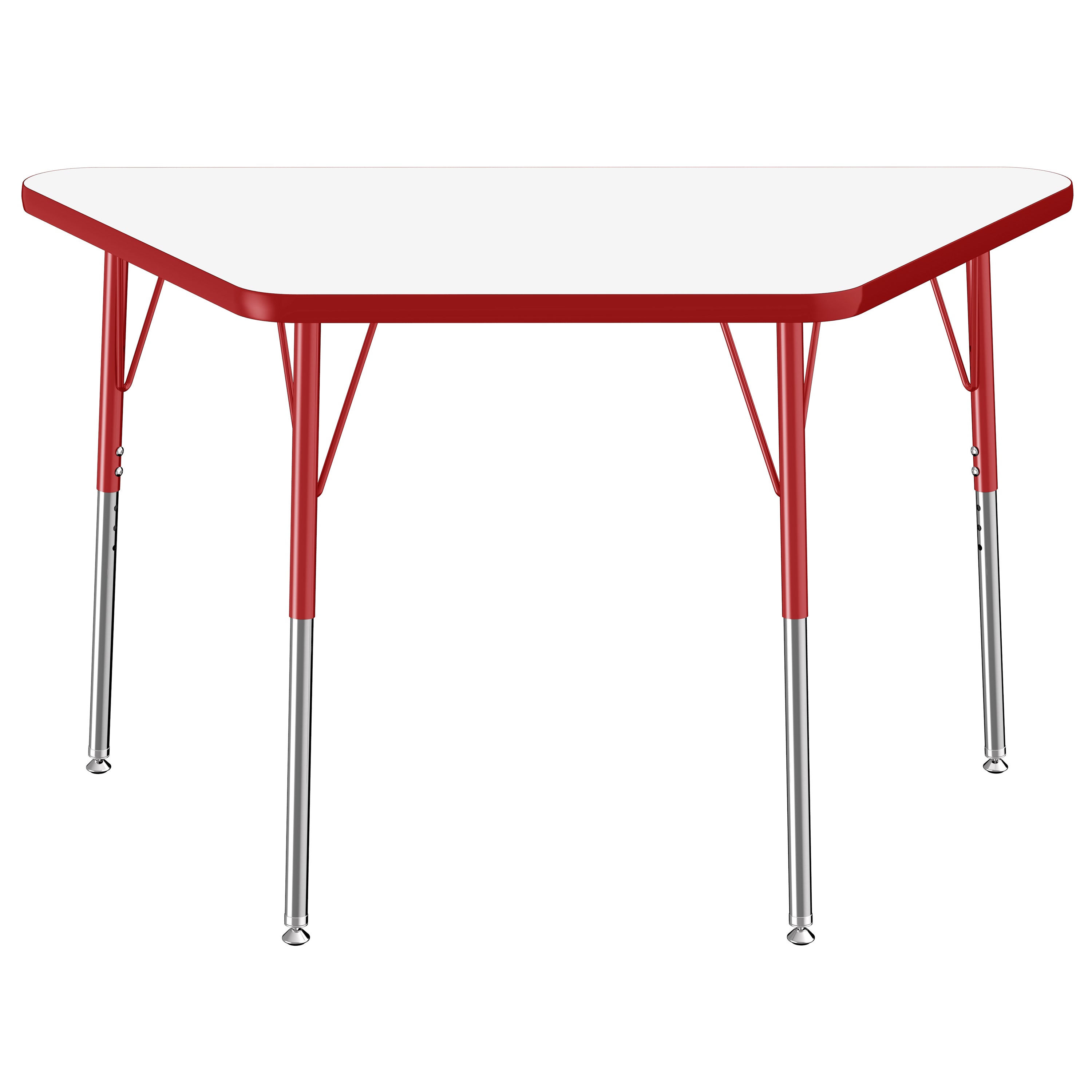 24" x 48" Trapezoid Dry-Erase Activity Table with Adjustable Standard Swivel Glide Legs - Whiteboard/Red