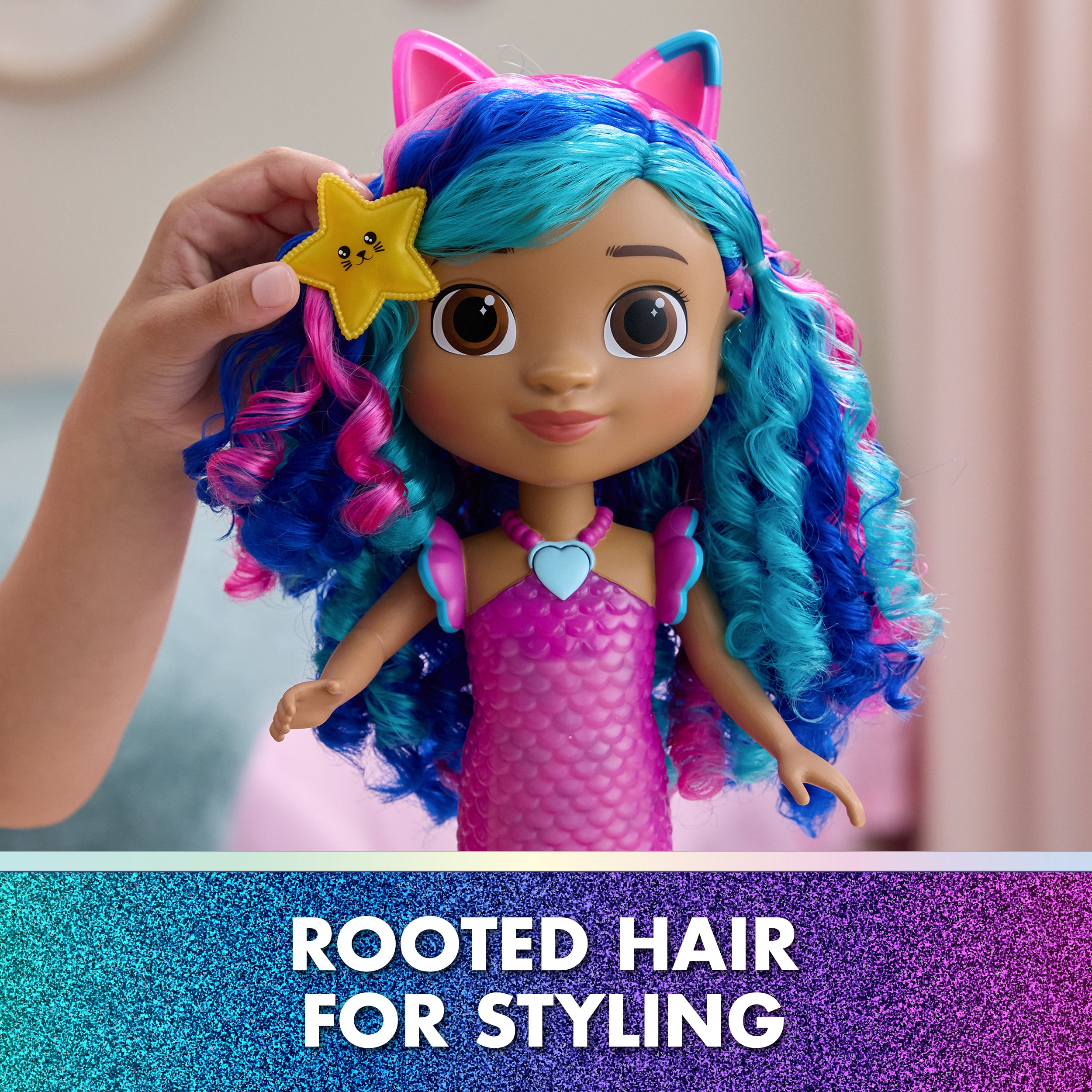 Gabby's Dollhouse: The Movie, Sing & Shine Mermaid Gabby, Waterproof Mermaid Doll with Lights & Sounds, Kids Toys for Girls & Boys Ages 3 and Up
