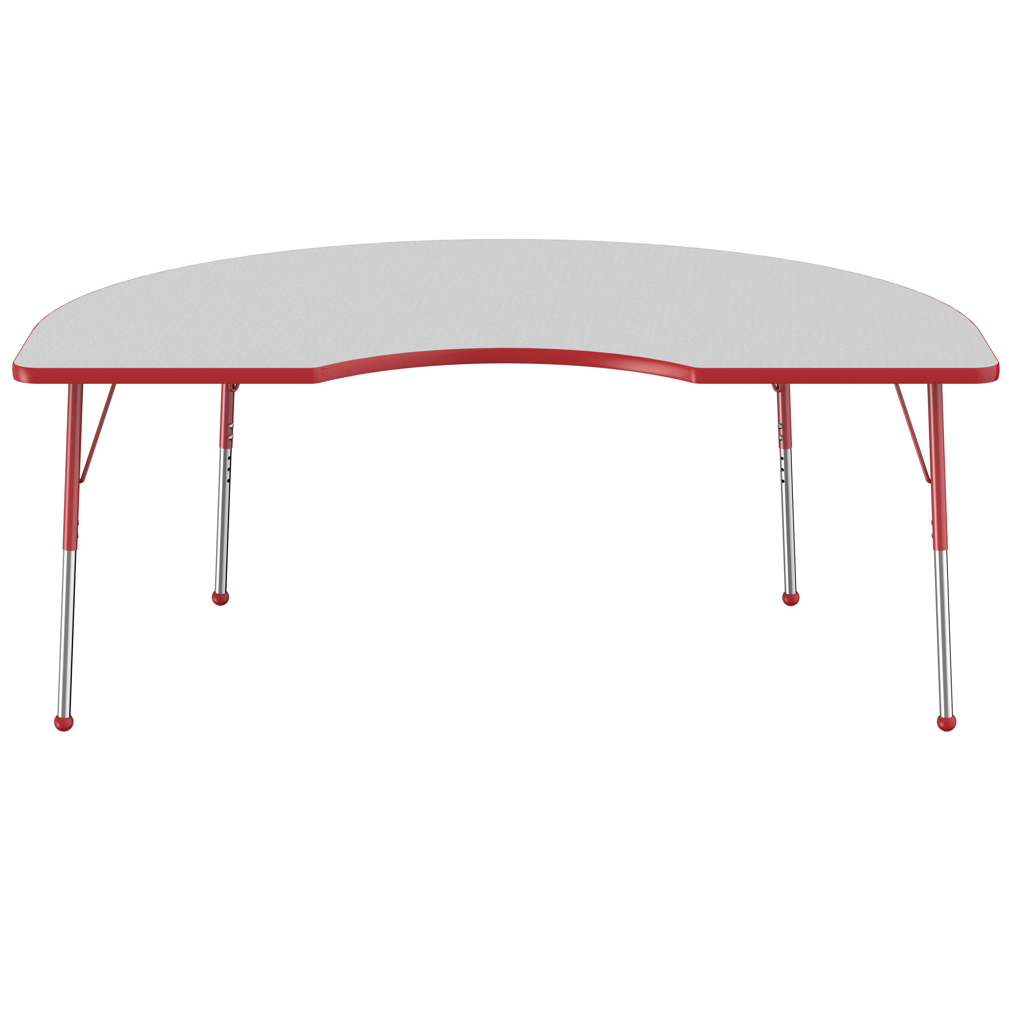 48" x 72" Kidney T-Molding Activity Table with Adjustable Standard Ball Glide Legs - Gray/Red