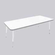 30" x 60" Rectangle Thermofused Activity Table with Adjustable Standard Swivel Glide Legs - White/North Sea/White