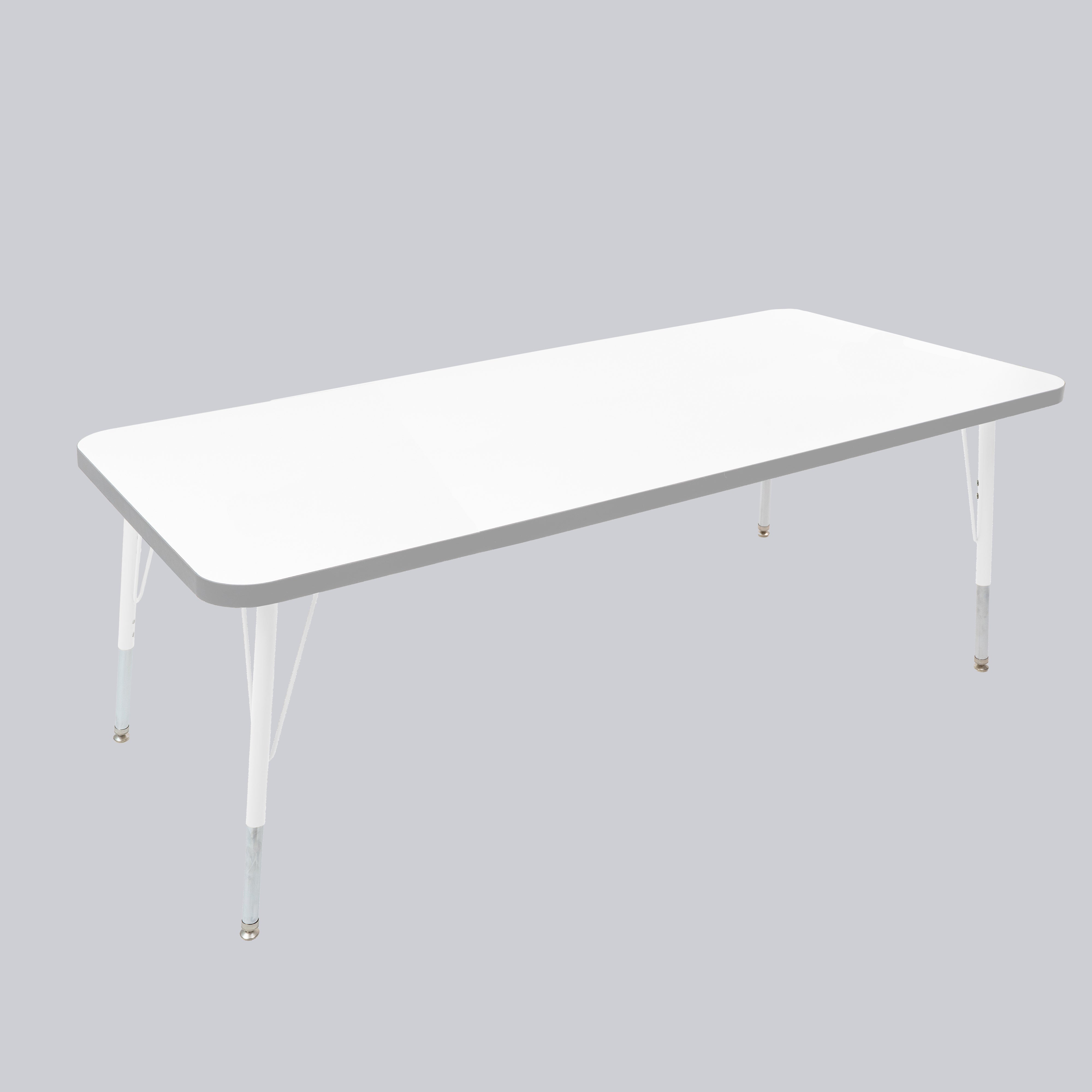 30" x 60" Rectangle Thermofused Activity Table with Adjustable Standard Swivel Glide Legs - White/North Sea/White