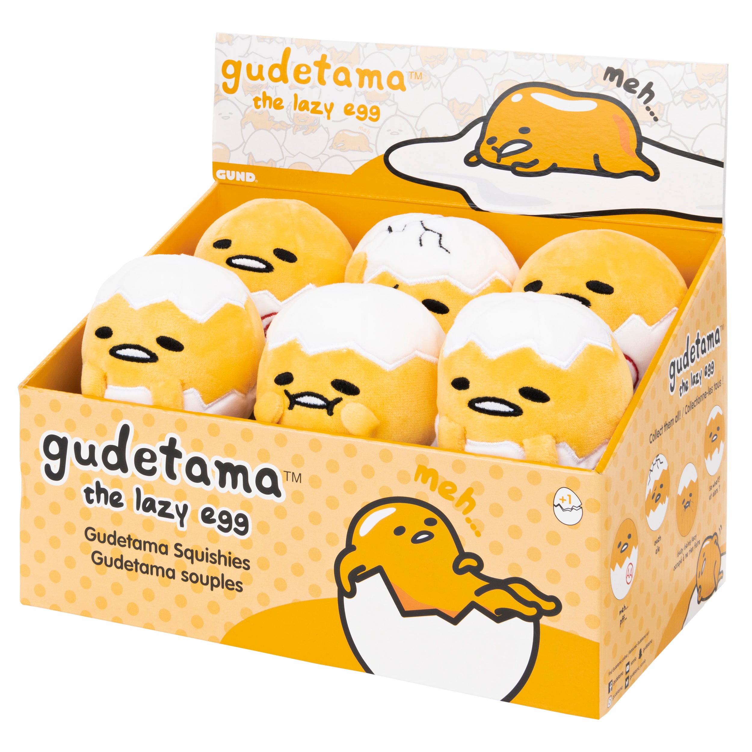 GUND Sanrio Gudetama The Lazy Egg Squishy Gudetama in Shell Plush, Squishy Toys, Stuffed Animals for Ages 8 and Up, Yellow, 3.5”