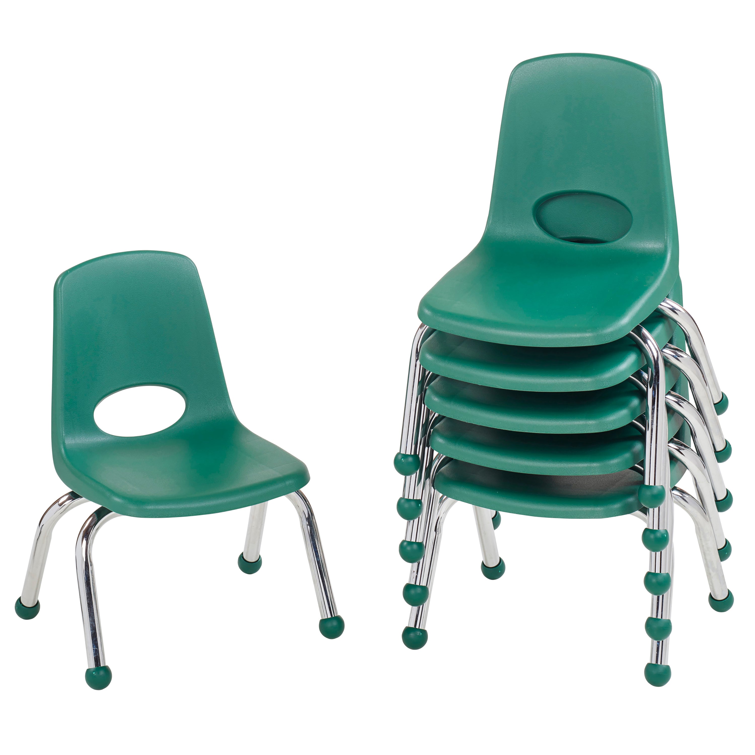 10" Stack Chair with Ball Glides - Green