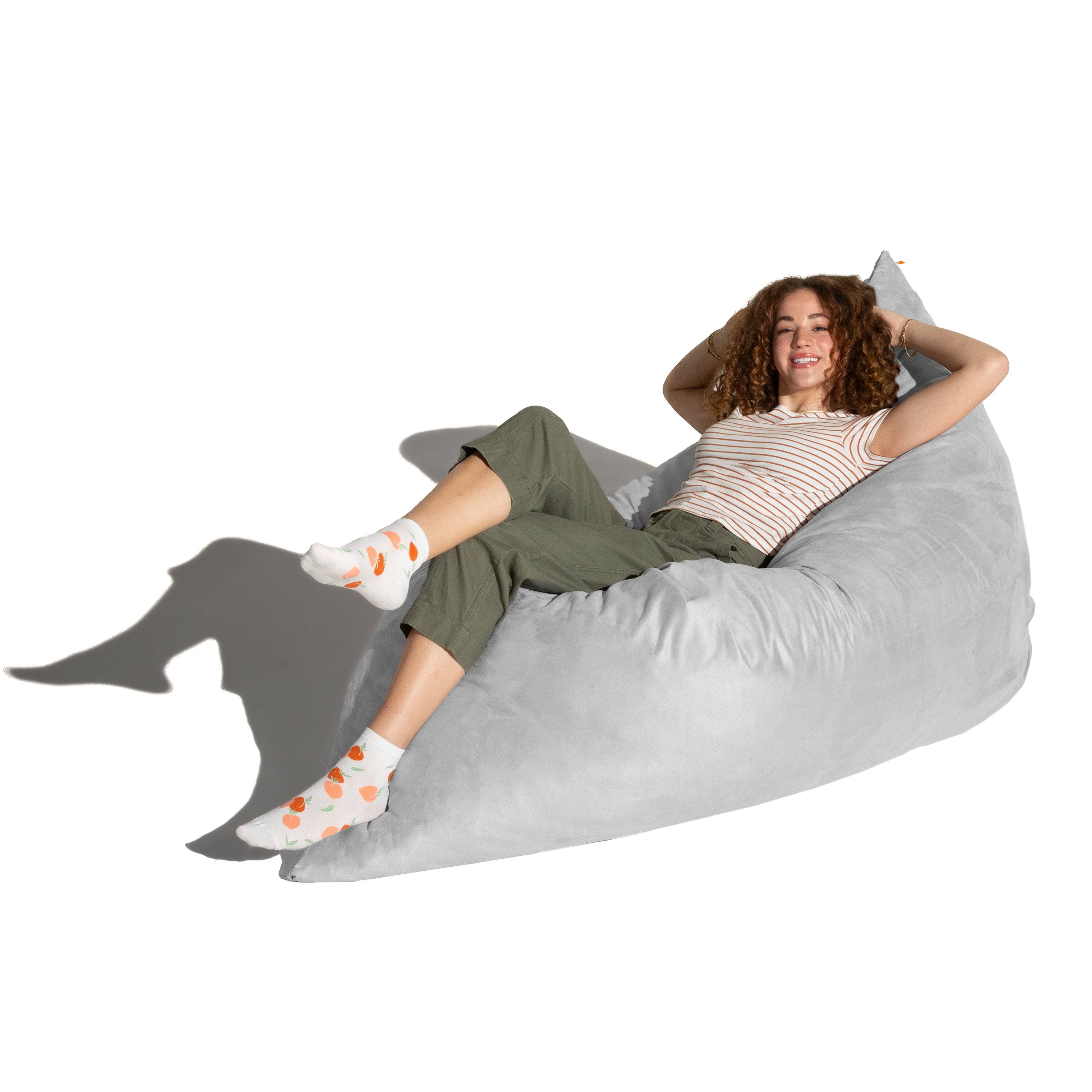 Jaxx Pillow Saxx 5.5-Foot - Huge Bean Bag Floor Pillow and Lounger, Platinum