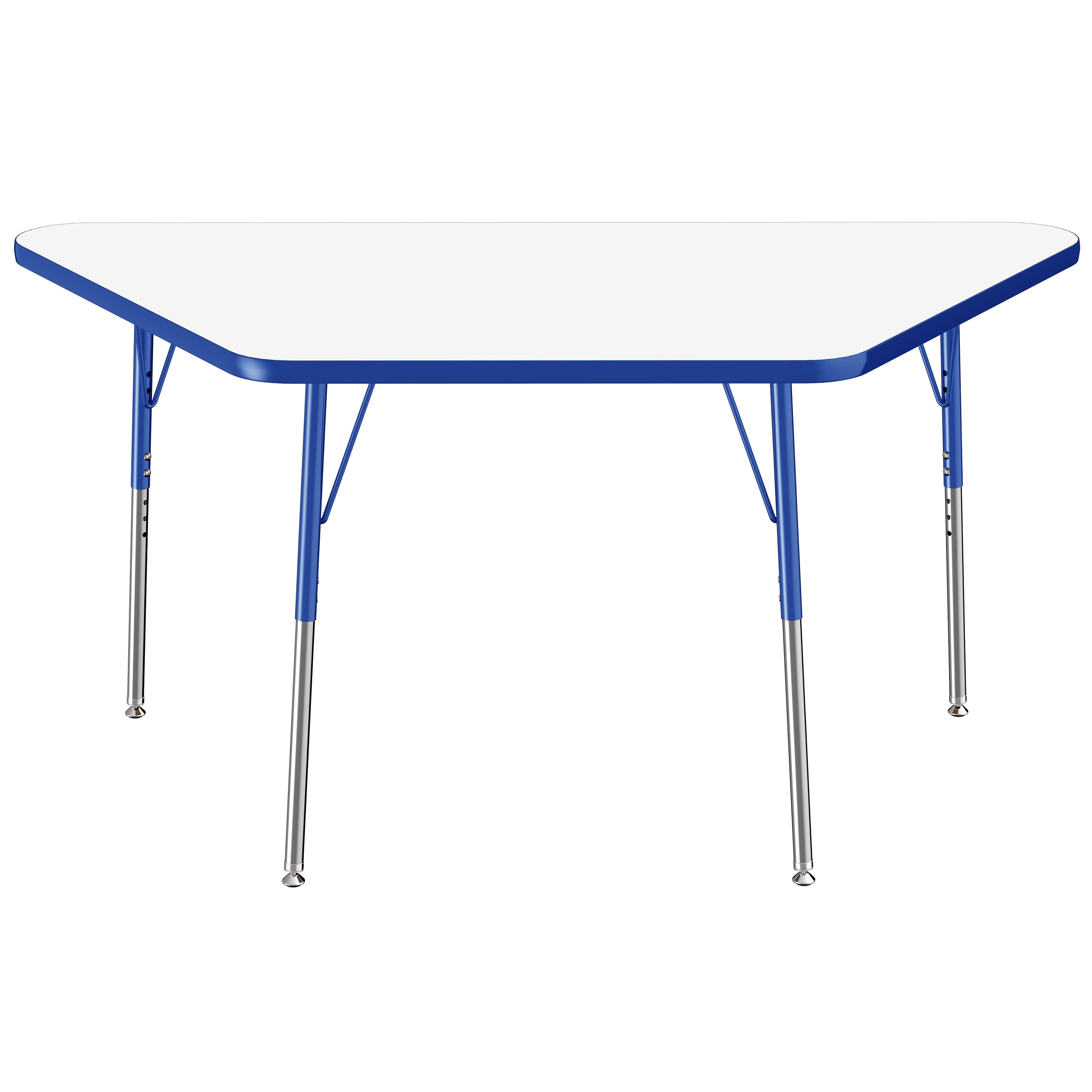30" x 60" Trapezoid Dry-Erase Activity Table with Adjustable Standard Swivel Glide Legs - Whiteboard/Blue