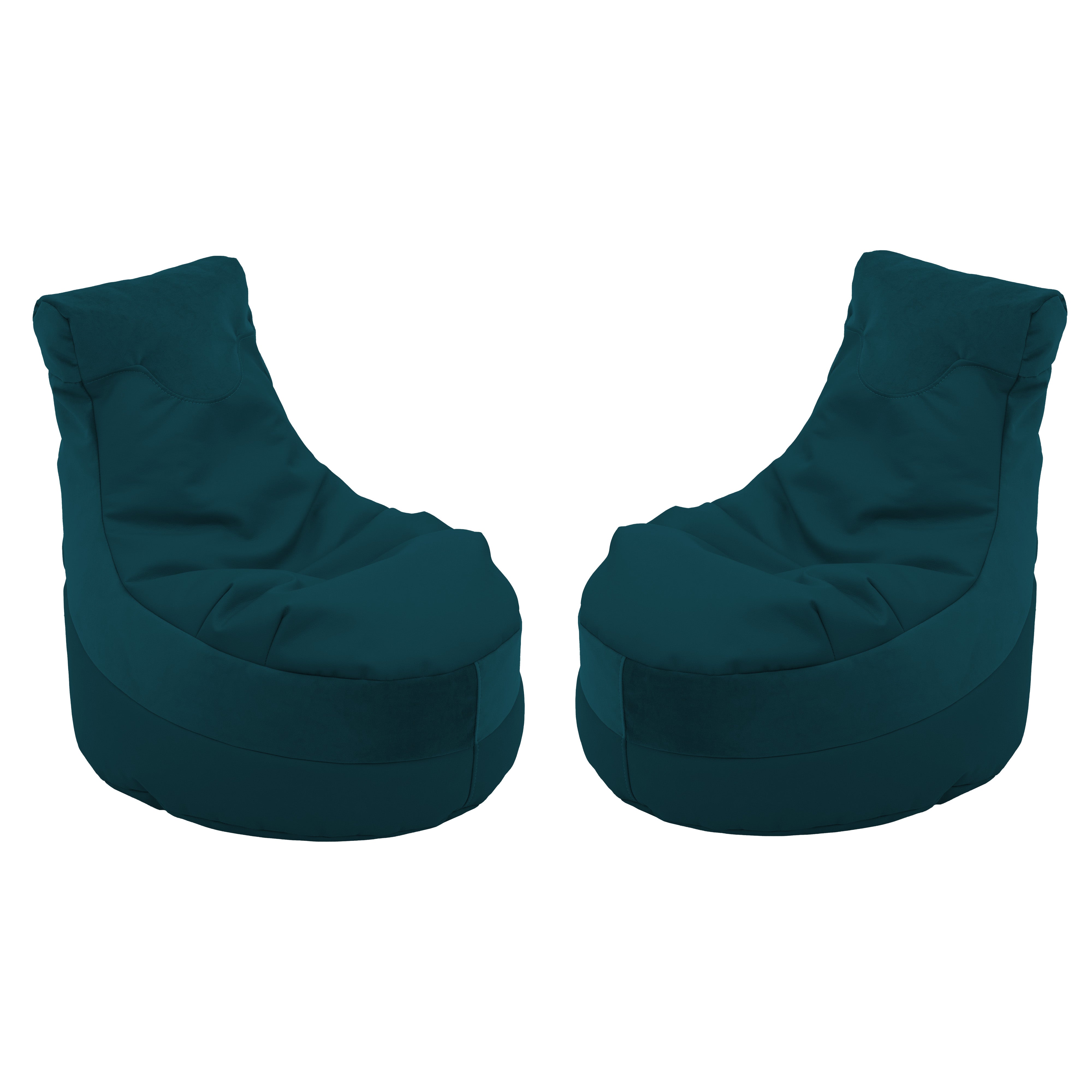 SoftScape Two-Textured Trendy Bean Bag, 2-Piece - Peacock