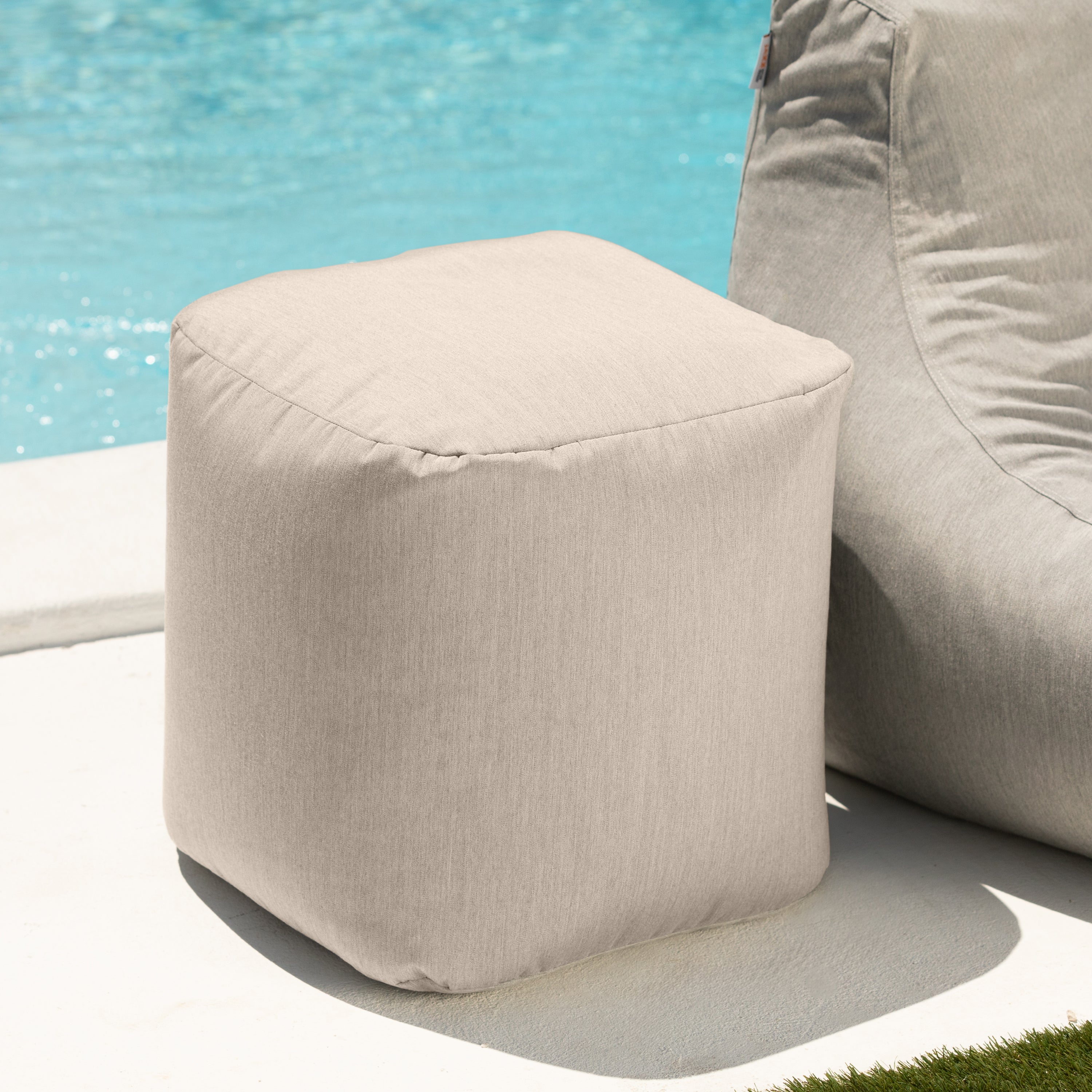 Jaxx Luckie Outdoor Patio Bean Bag Ottoman, Flax