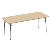 30" x 72" Rectangle T-Molding Activity Table with Adjustable Standard Ball Glide Legs - Maple/Maple/Black