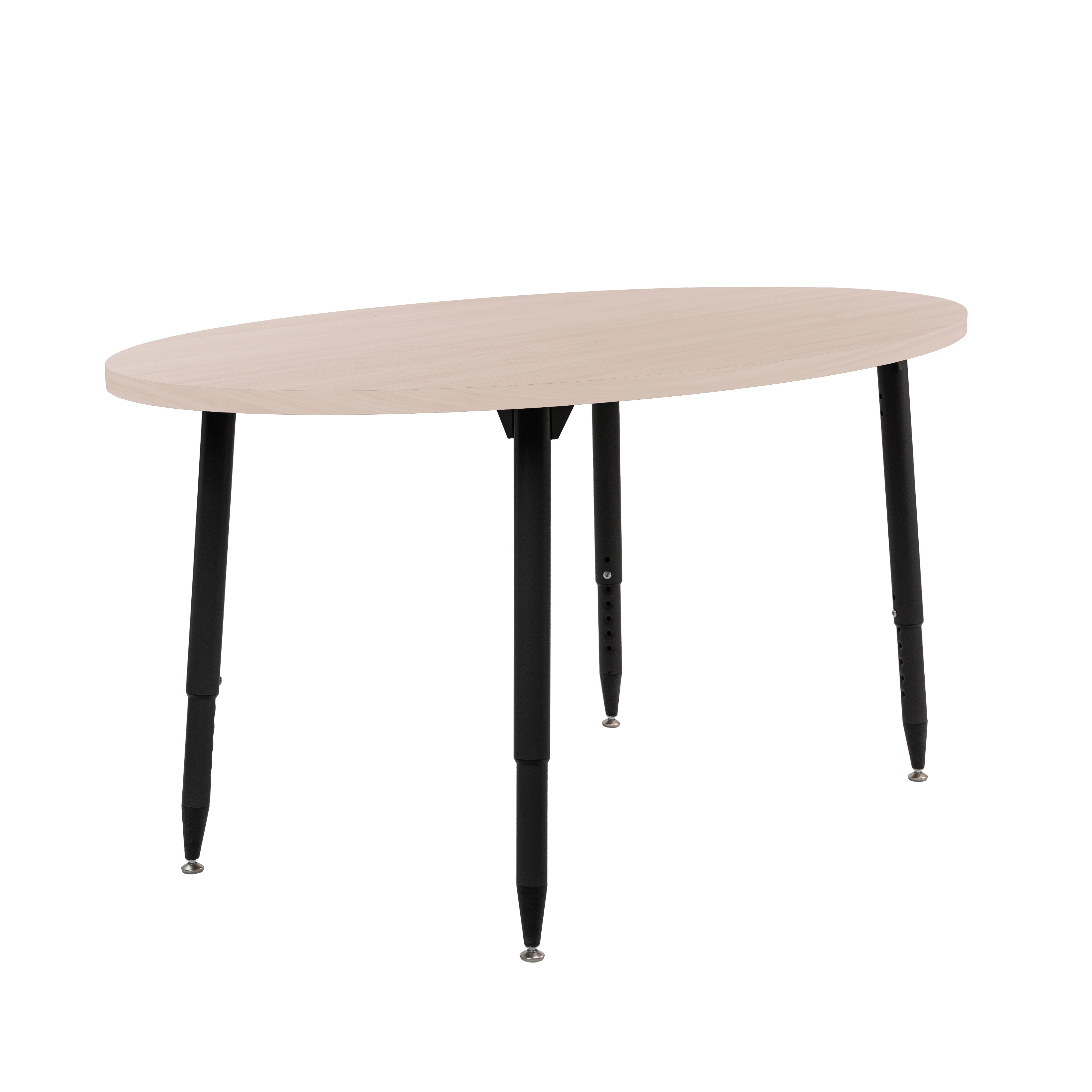 Adapte 30" x 60" Oval Woodgrain Activity Table with Adjustable Tapered Legs - Asian Sand/Black