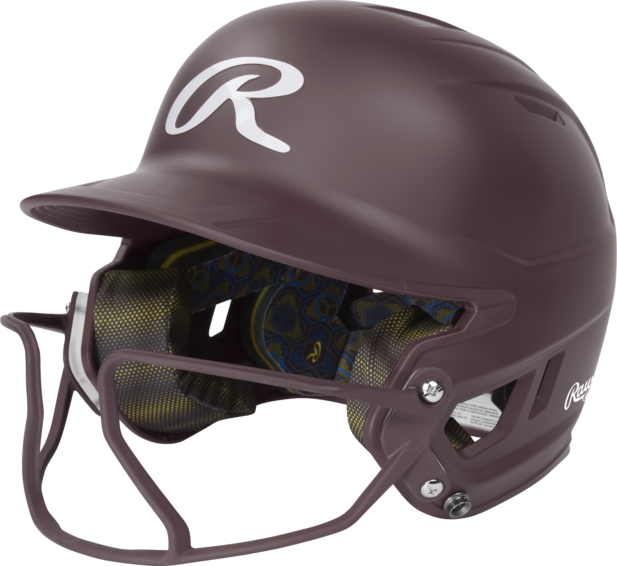 Rawlings Mach Hi-Viz Senior Matte Batting Helmet With Hi-Viz Face Guard - Maroon