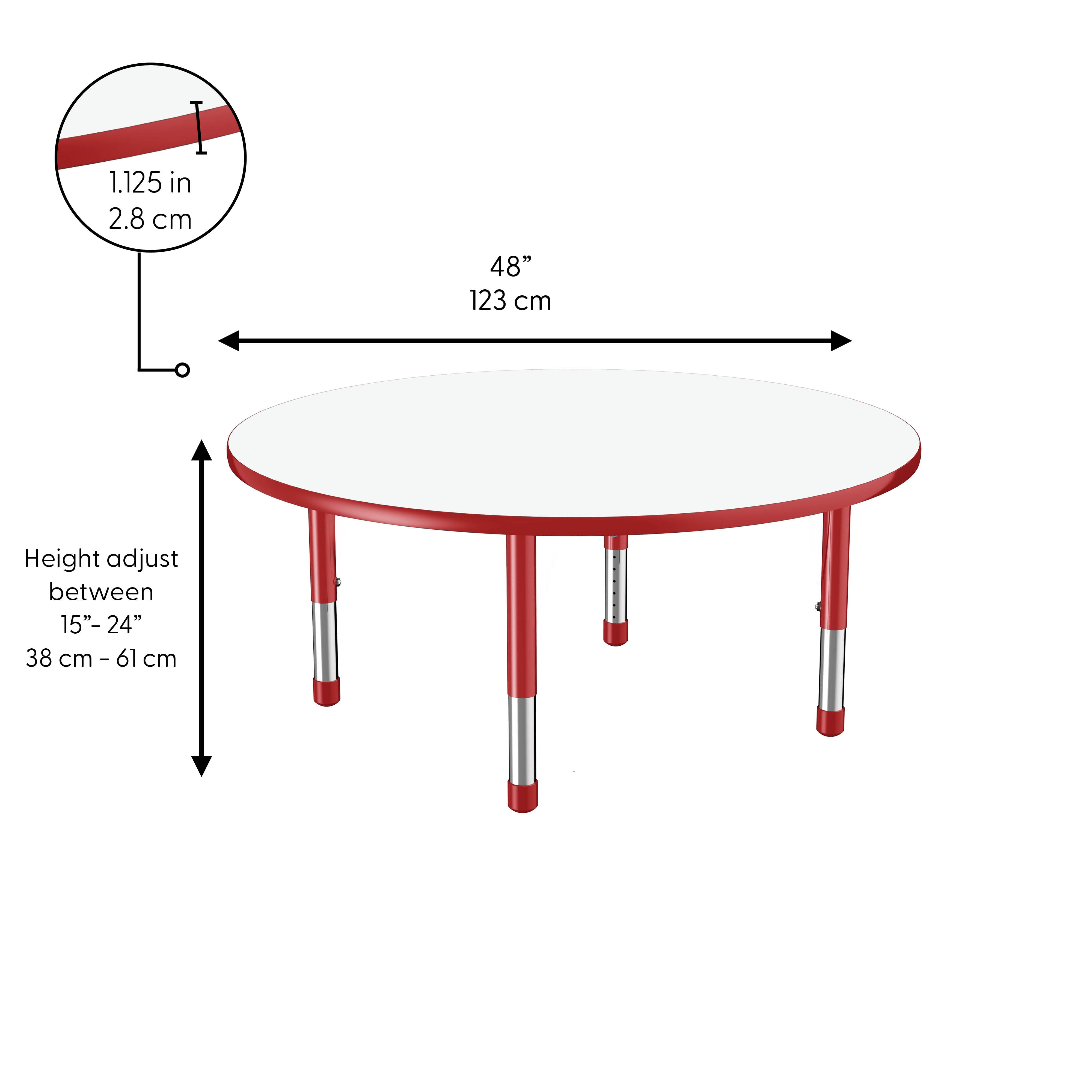 48" Round Collaborative Dry-Erase Activity Table with Adjustable Chunky Legs - Whiteboard/Red