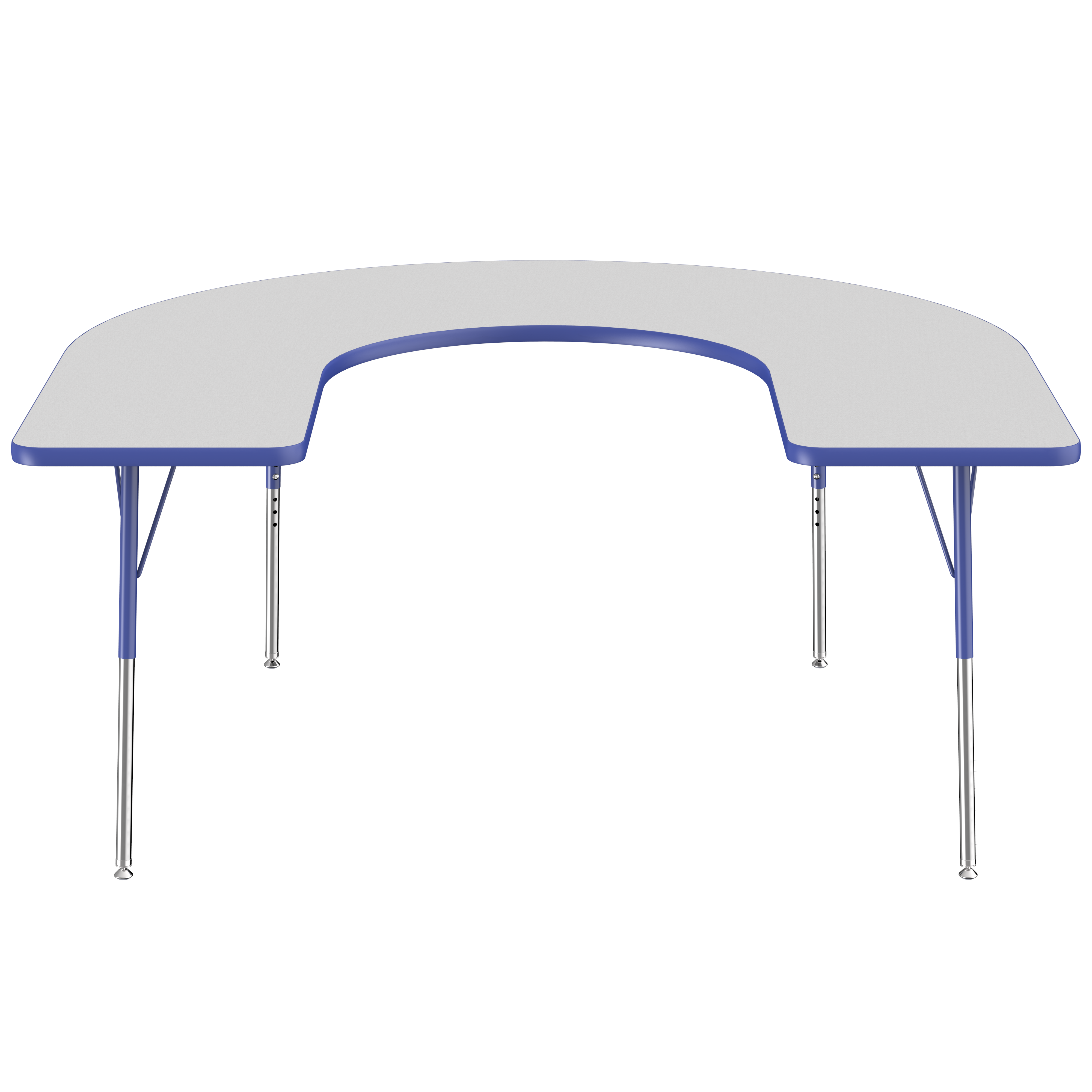 60" x 66" Horseshoe T-Molding Activity Table with Adjustable Standard Swivel Glide Legs - Gray/Blue